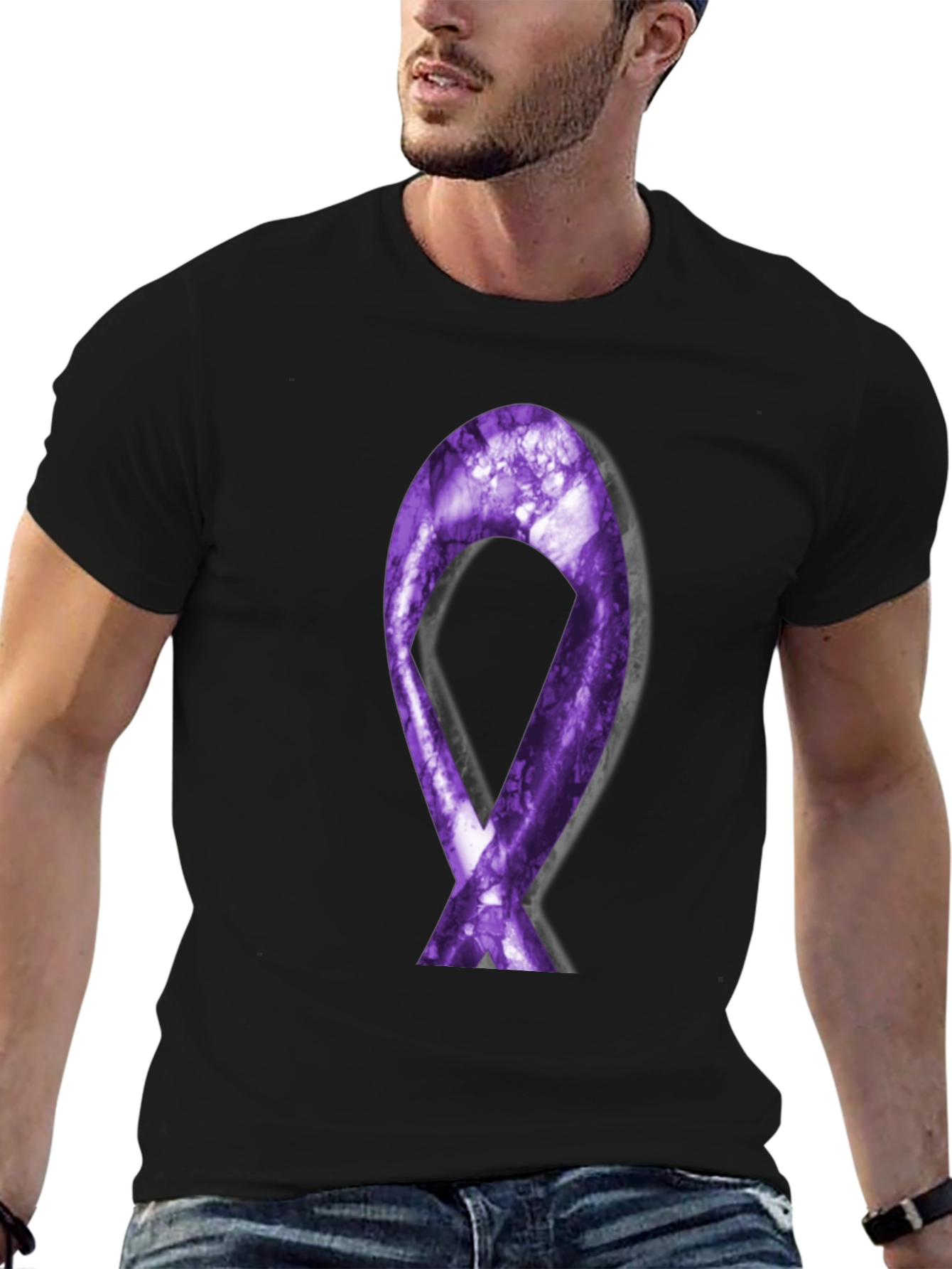 Purple Ribbon Graphic Tee - Support Cause