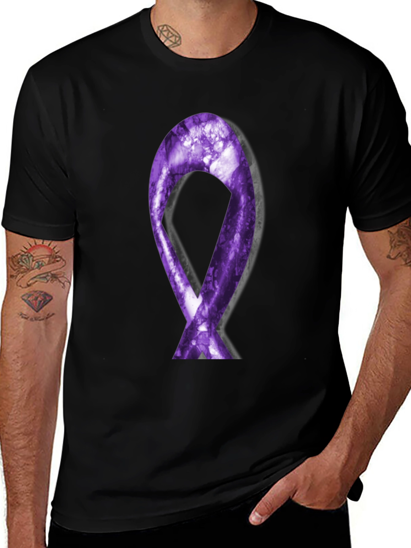 Purple Ribbon Graphic Tee - Support Cause