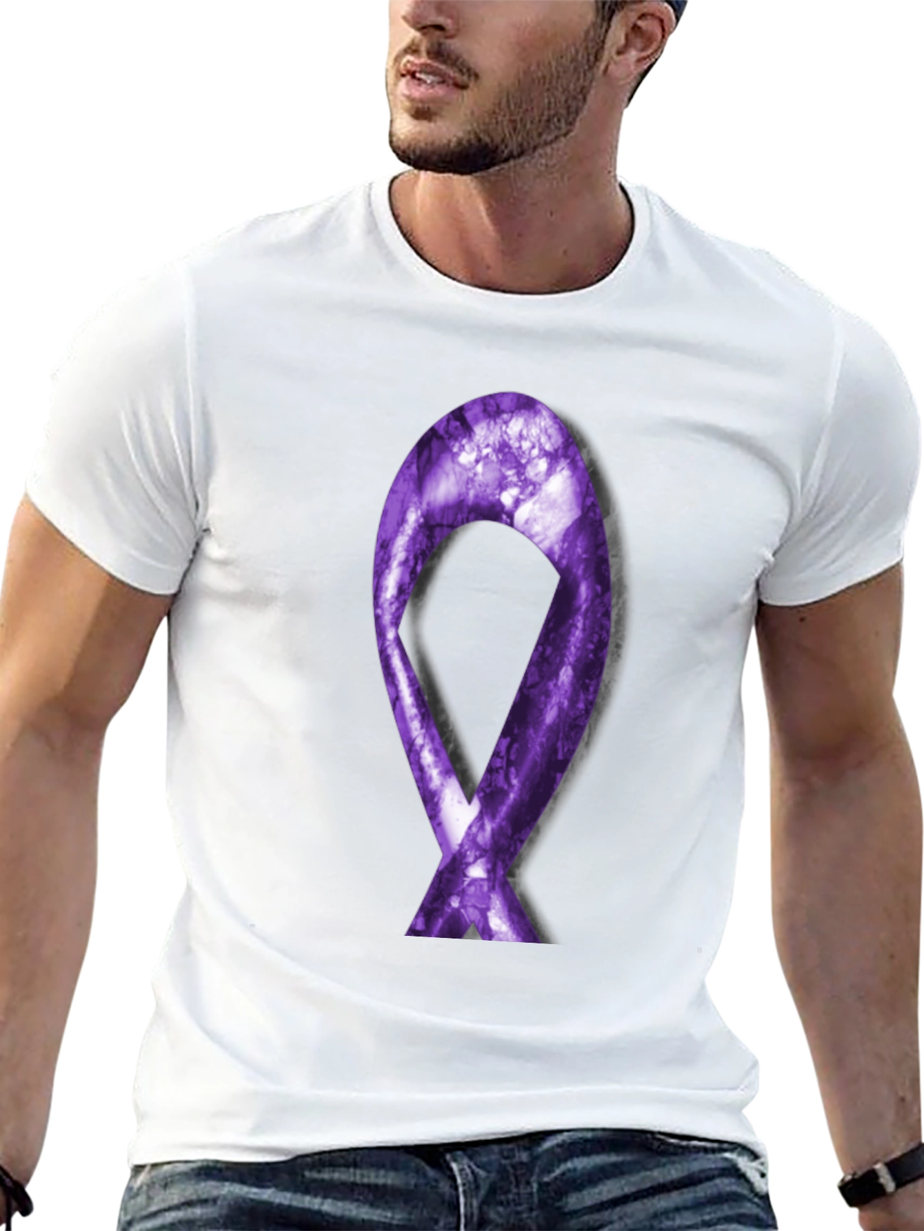 Purple Ribbon Graphic Tee - Support Cause