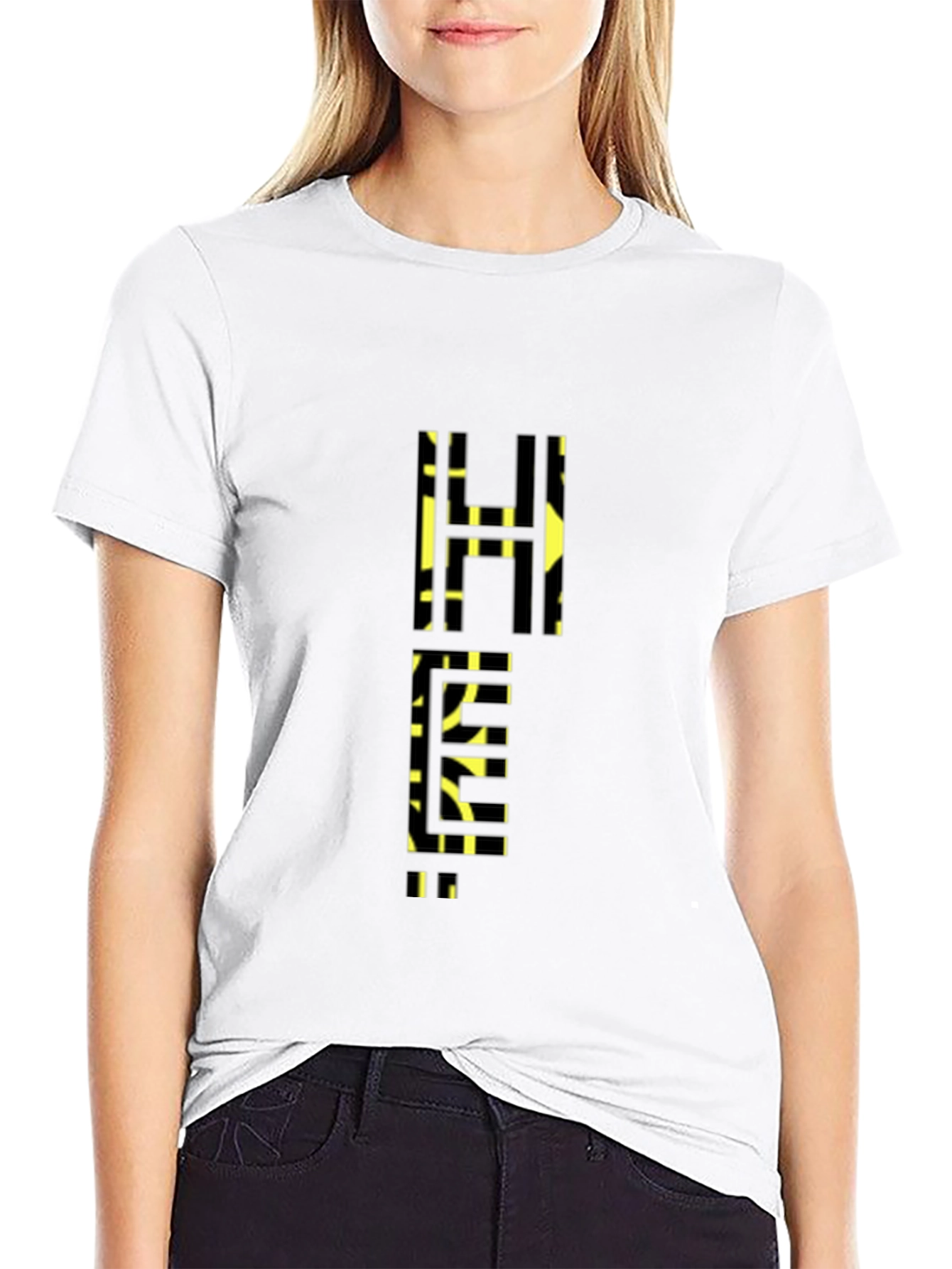 Abstract Geometric Pattern Black T-Shirt