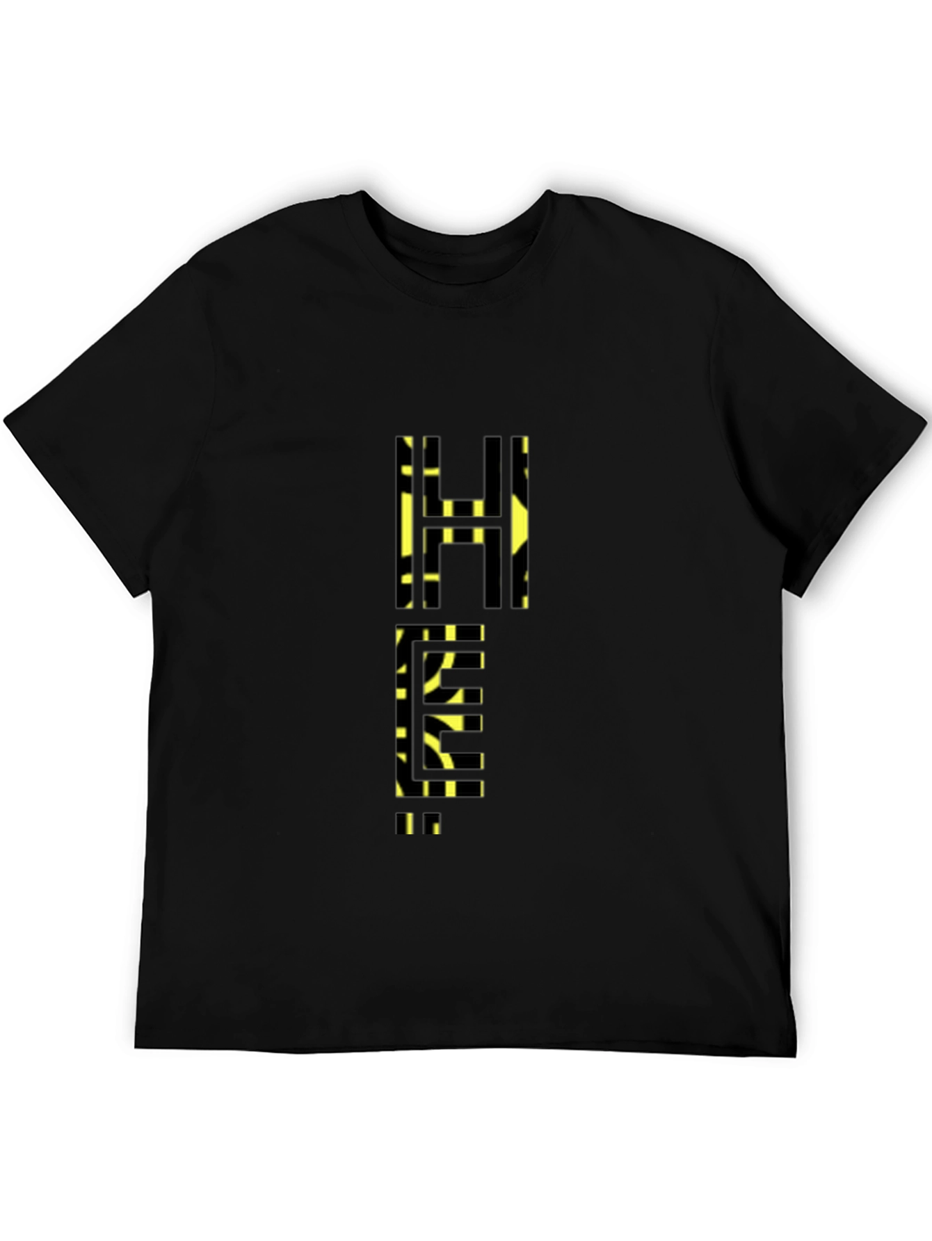 Abstract Geometric Pattern Black T-Shirt