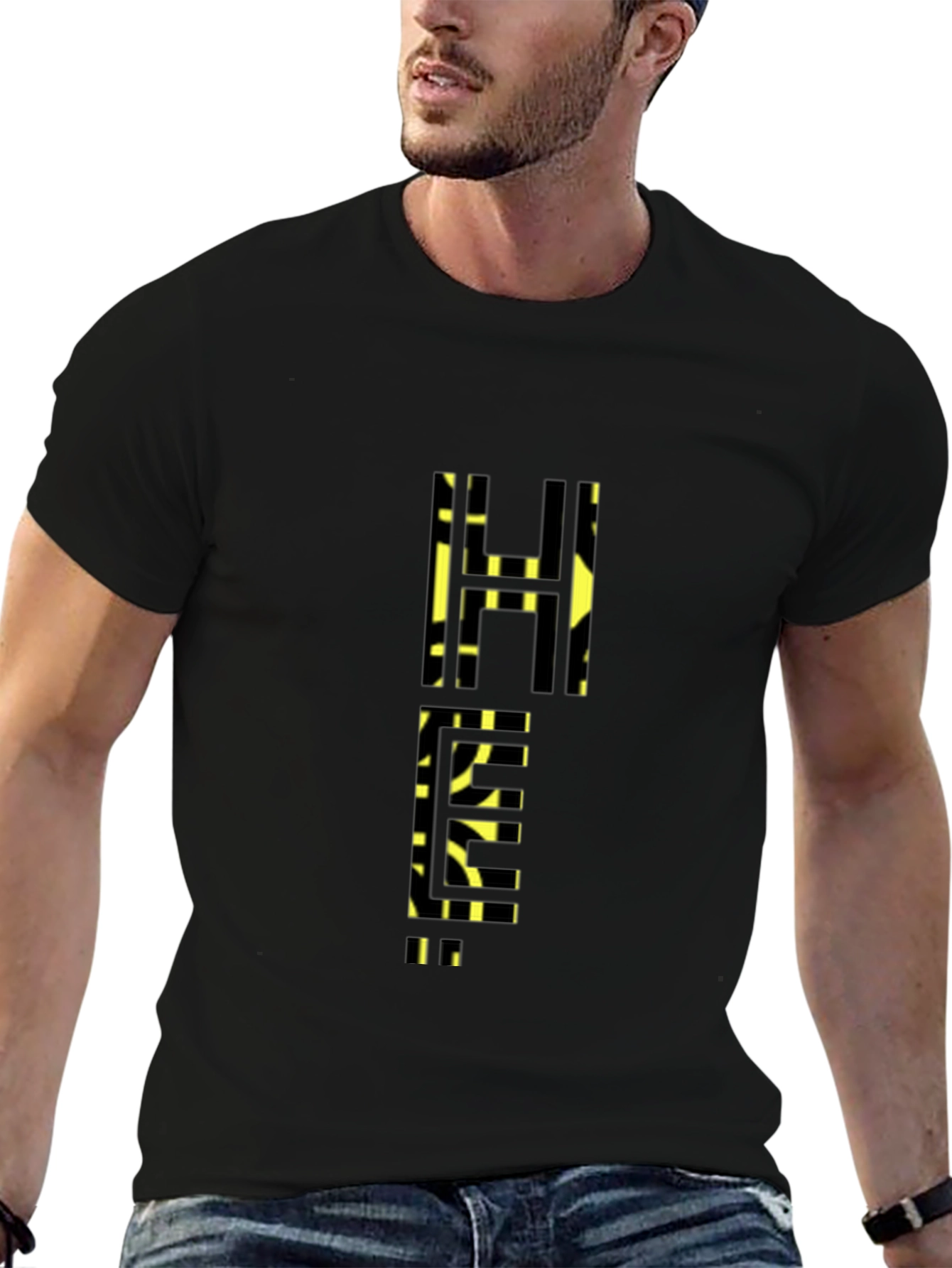 Abstract Geometric Pattern Black T-Shirt