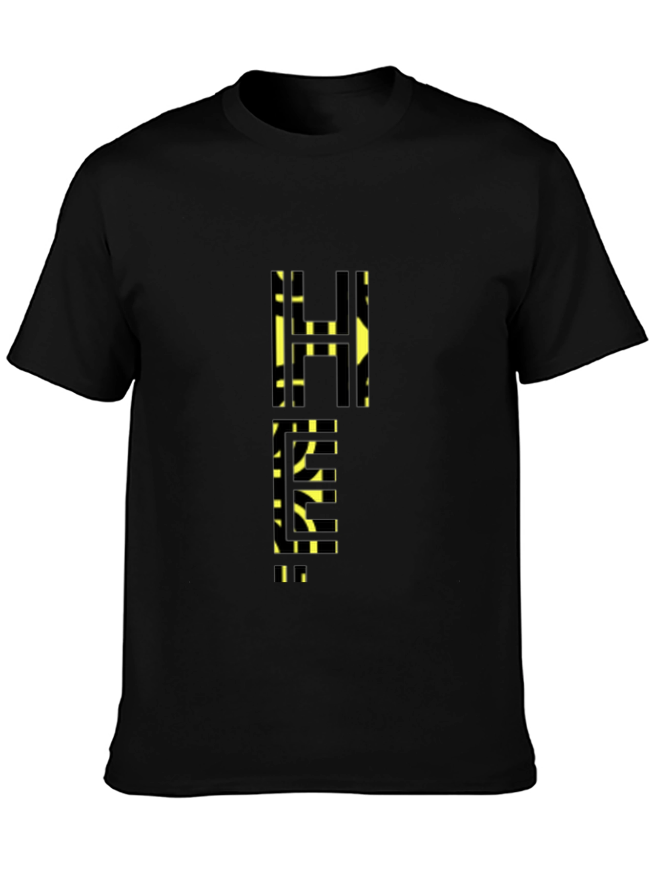 Abstract Geometric Pattern Black T-Shirt