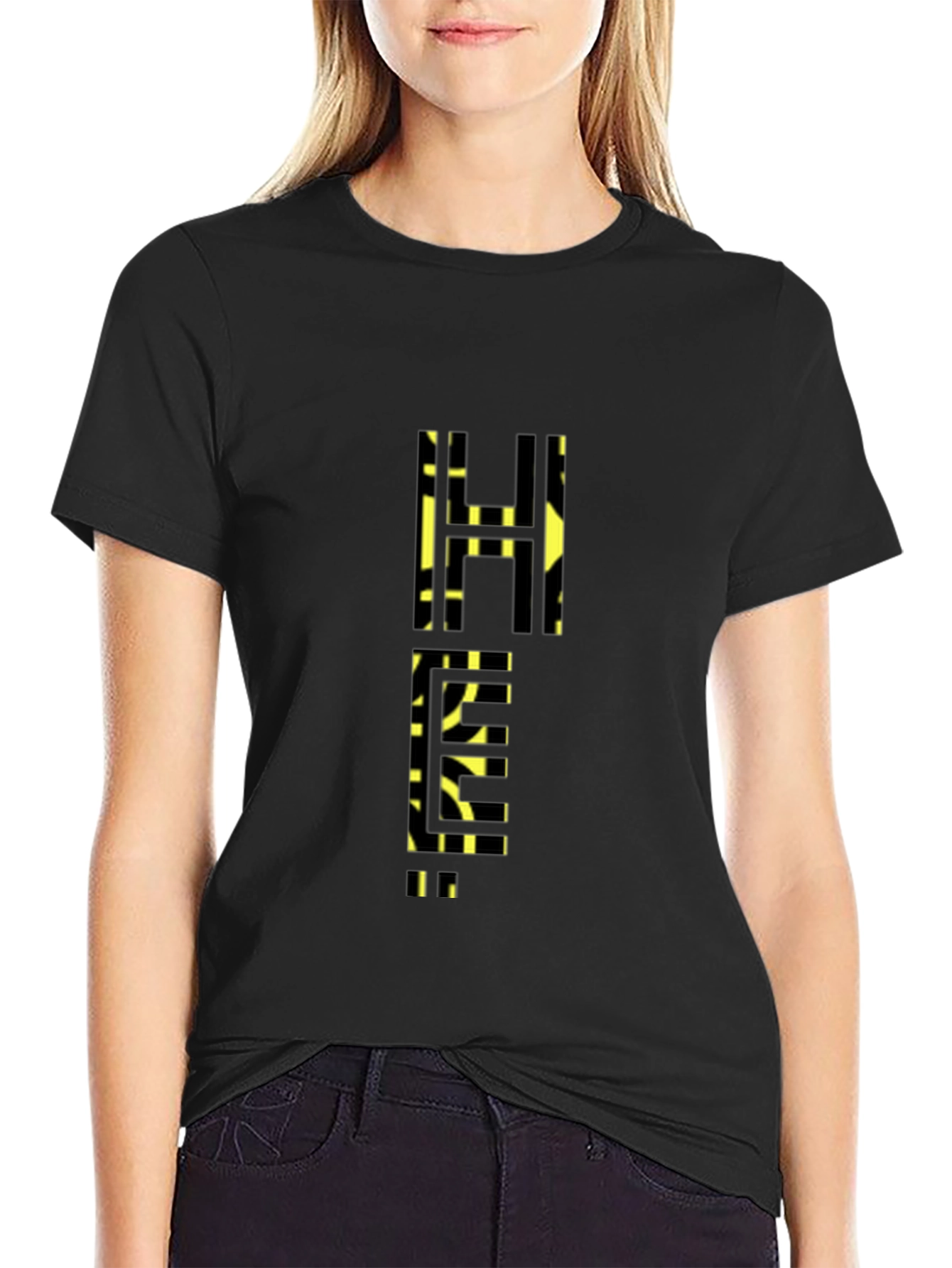 Abstract Geometric Pattern Black T-Shirt