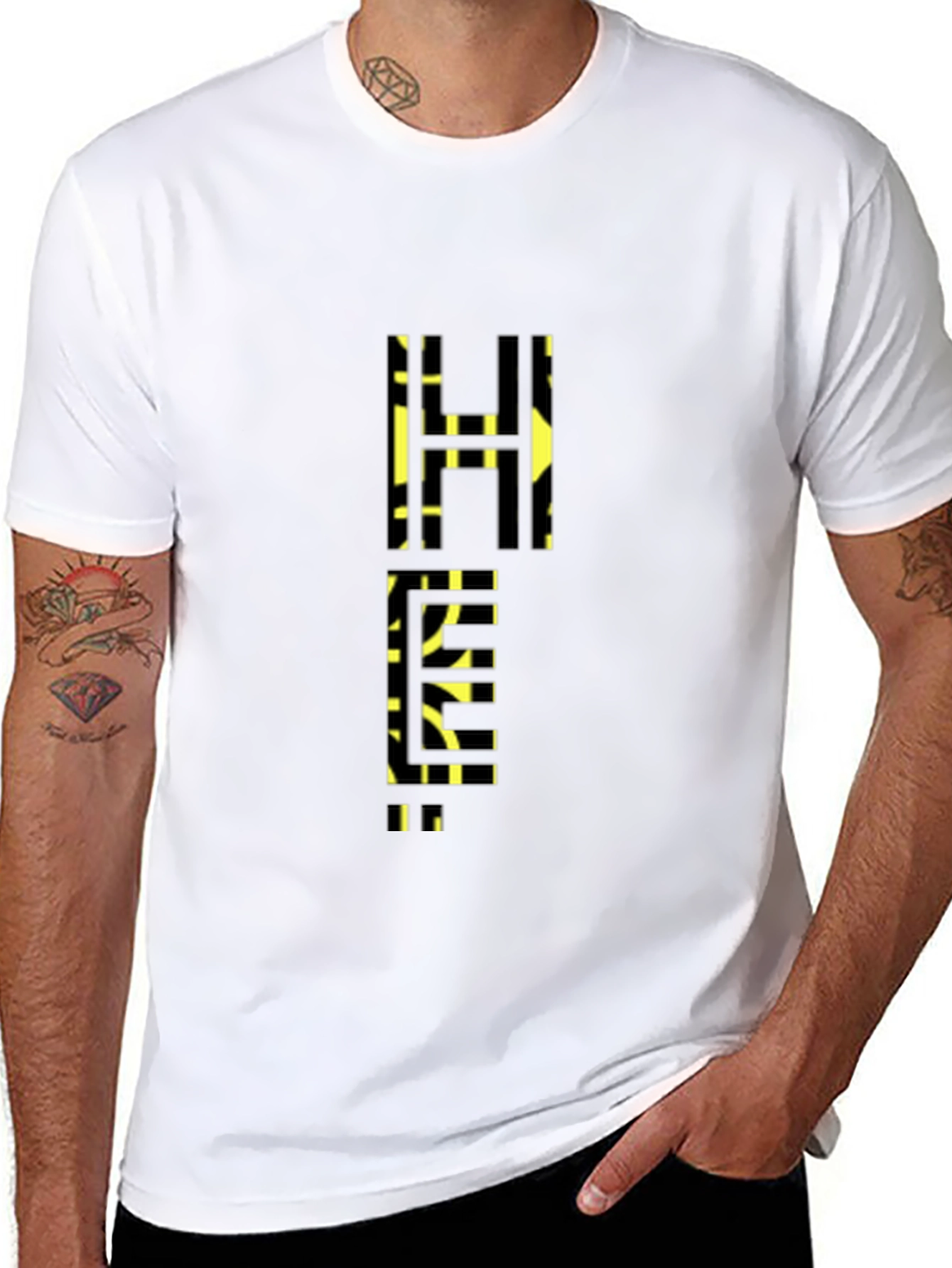 Abstract Geometric Pattern Black T-Shirt