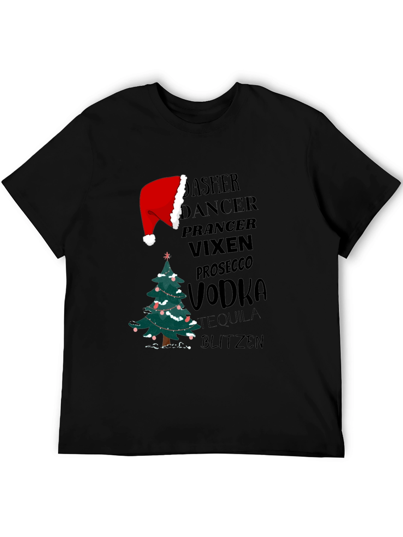 Christmas Reindeer Drinks Funny T-Shirt