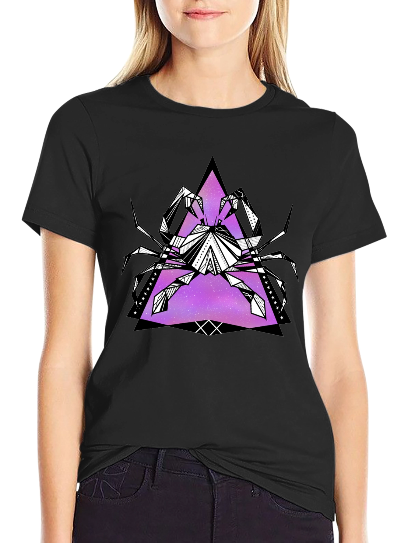 Geometric Crab Graphic Tee - Black