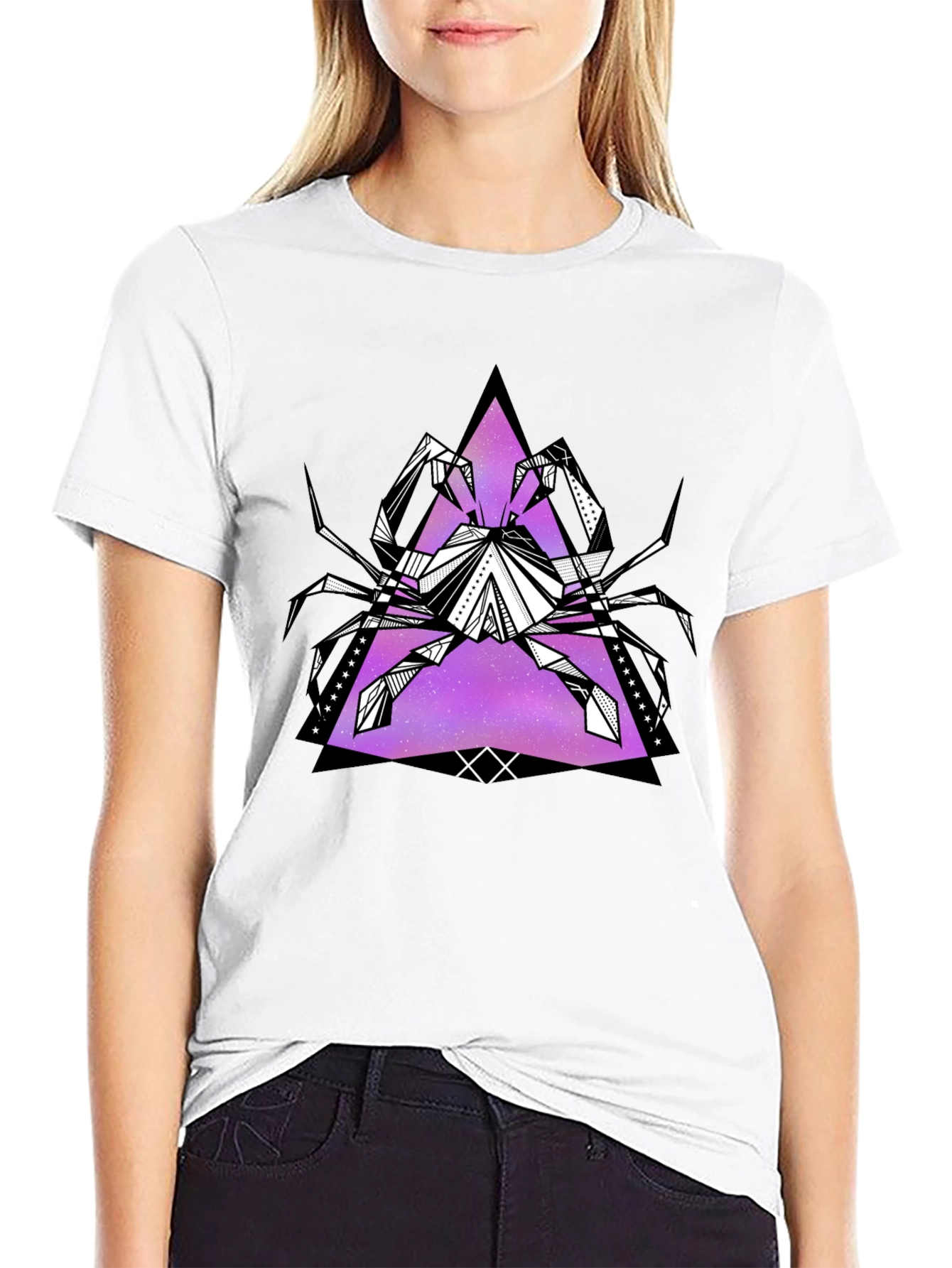 Geometric Crab Graphic Tee - Black
