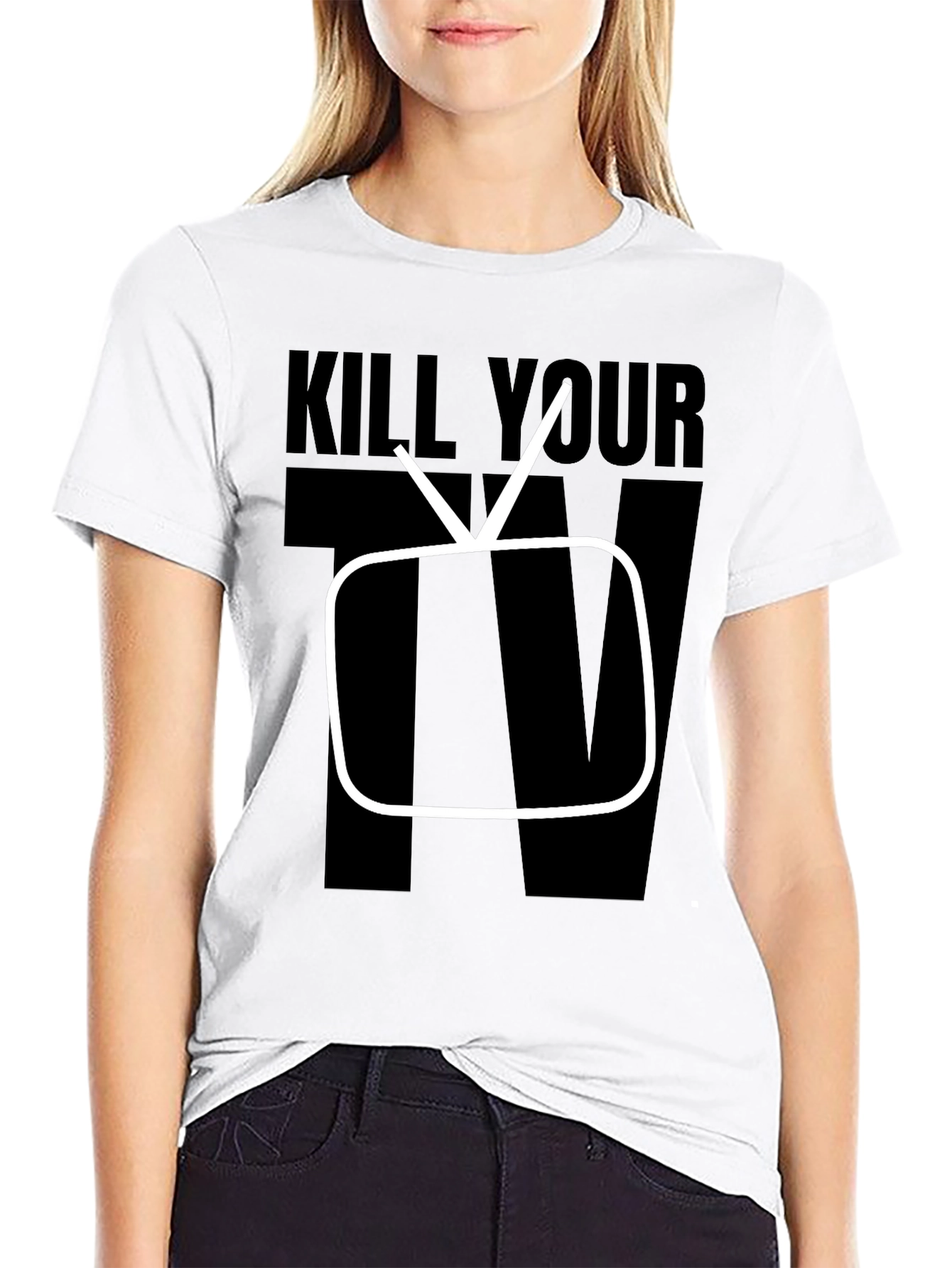 Kill Your TV Graphic Tee - Black Cotton T-Shirt