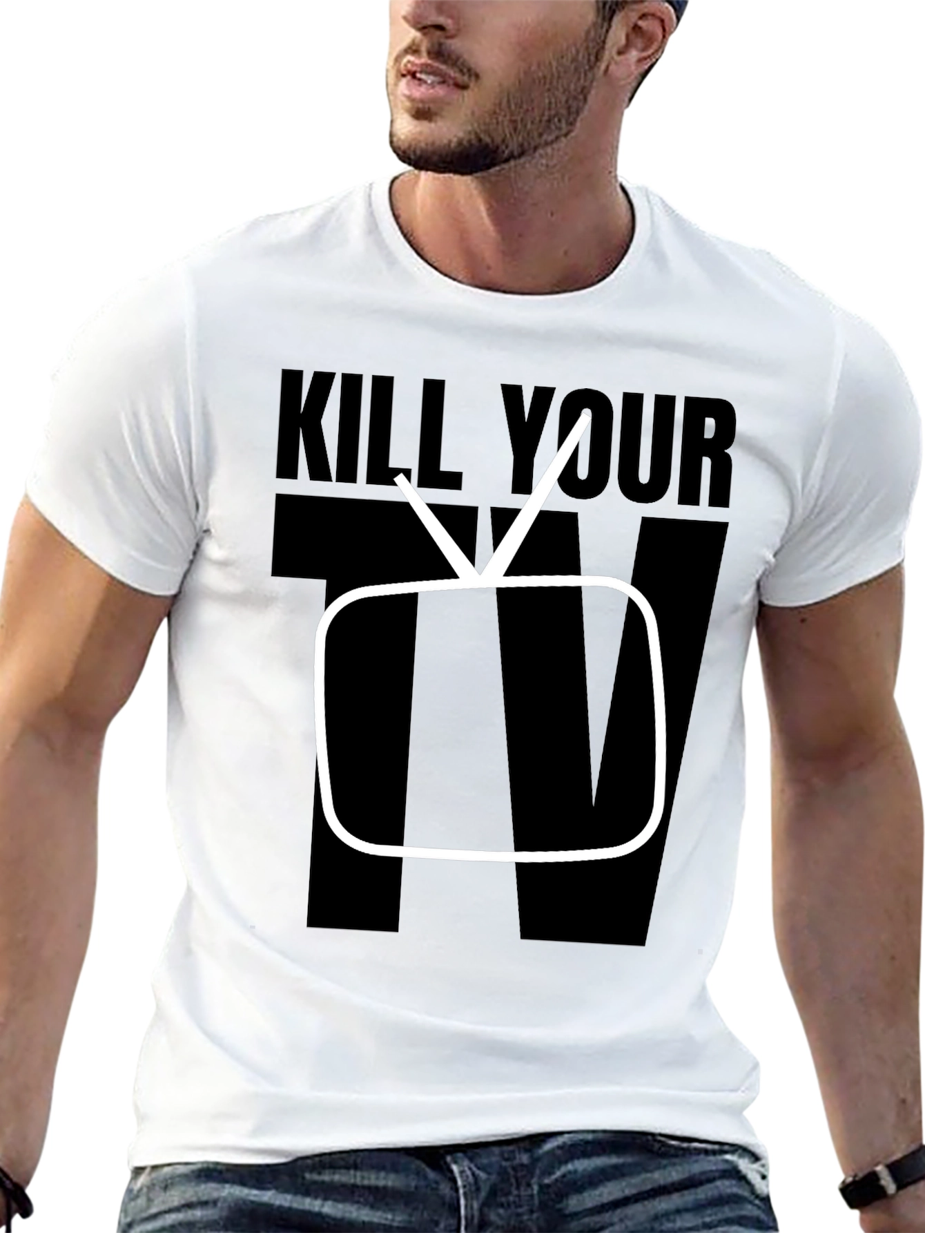 Kill Your TV Graphic Tee - Black Cotton T-Shirt