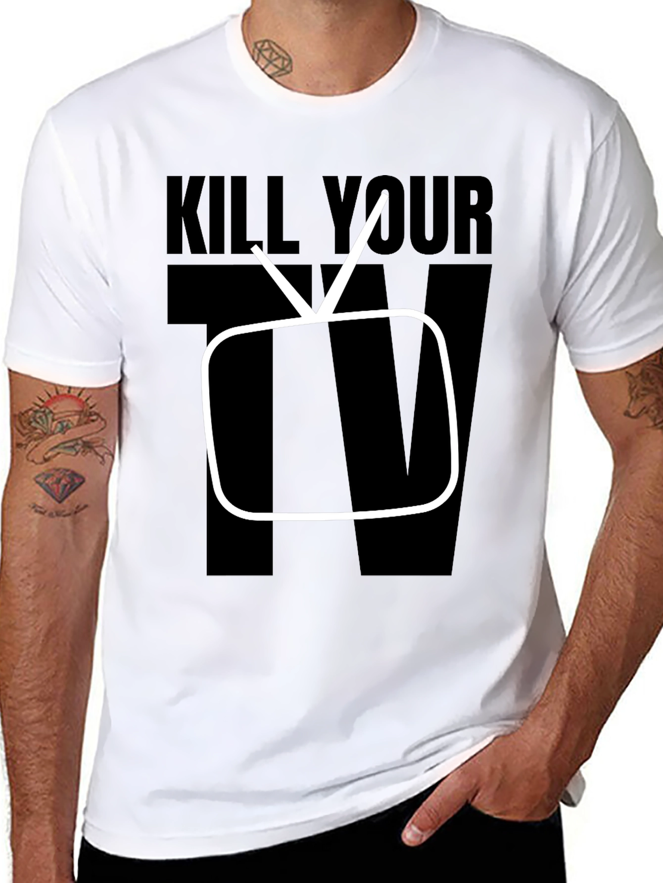 Kill Your TV Graphic Tee - Black Cotton T-Shirt