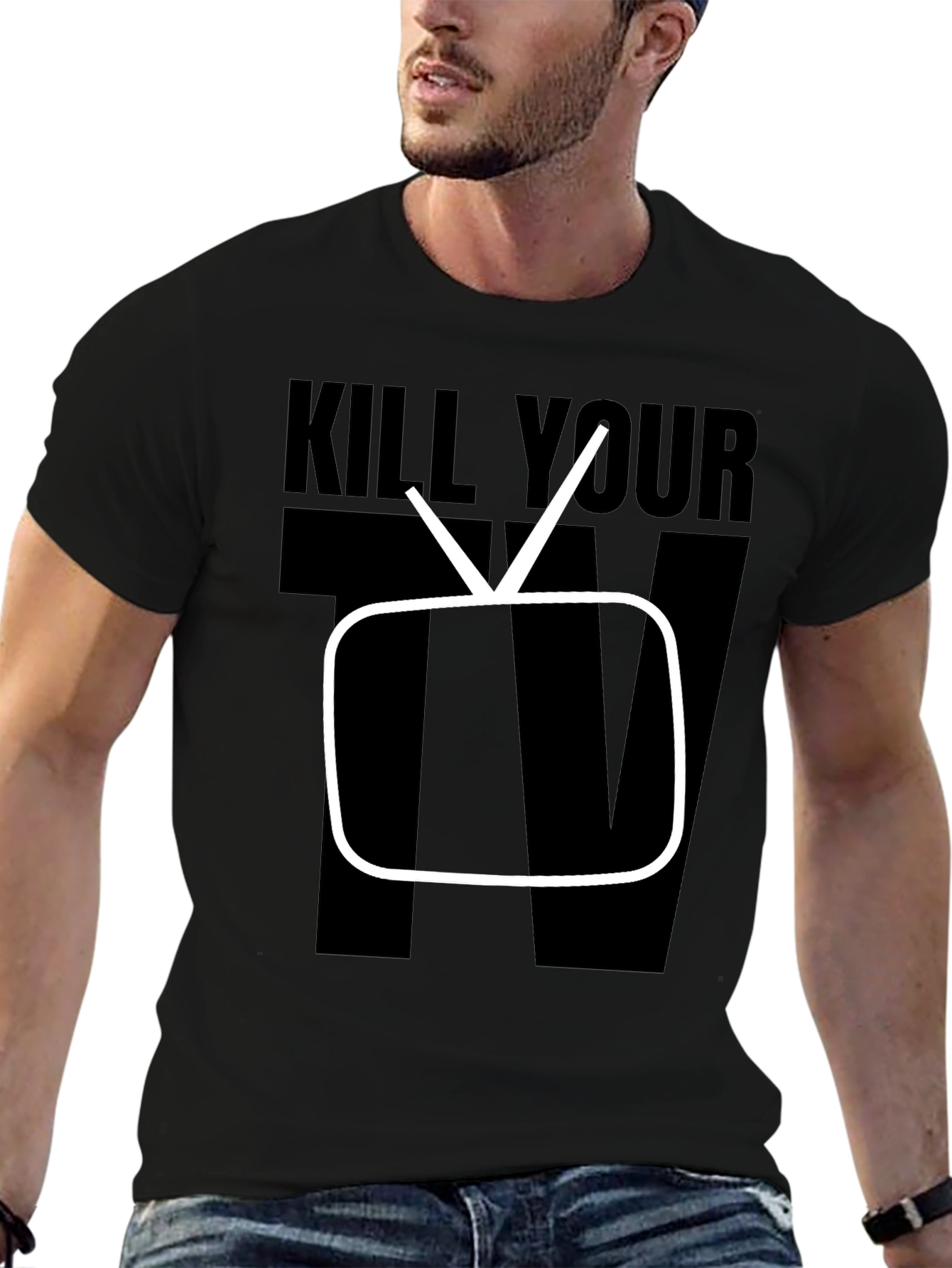Kill Your TV Graphic Tee - Black Cotton T-Shirt