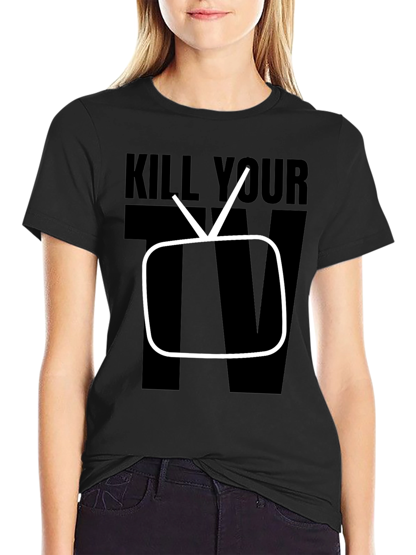 Kill Your TV Graphic Tee - Black Cotton T-Shirt