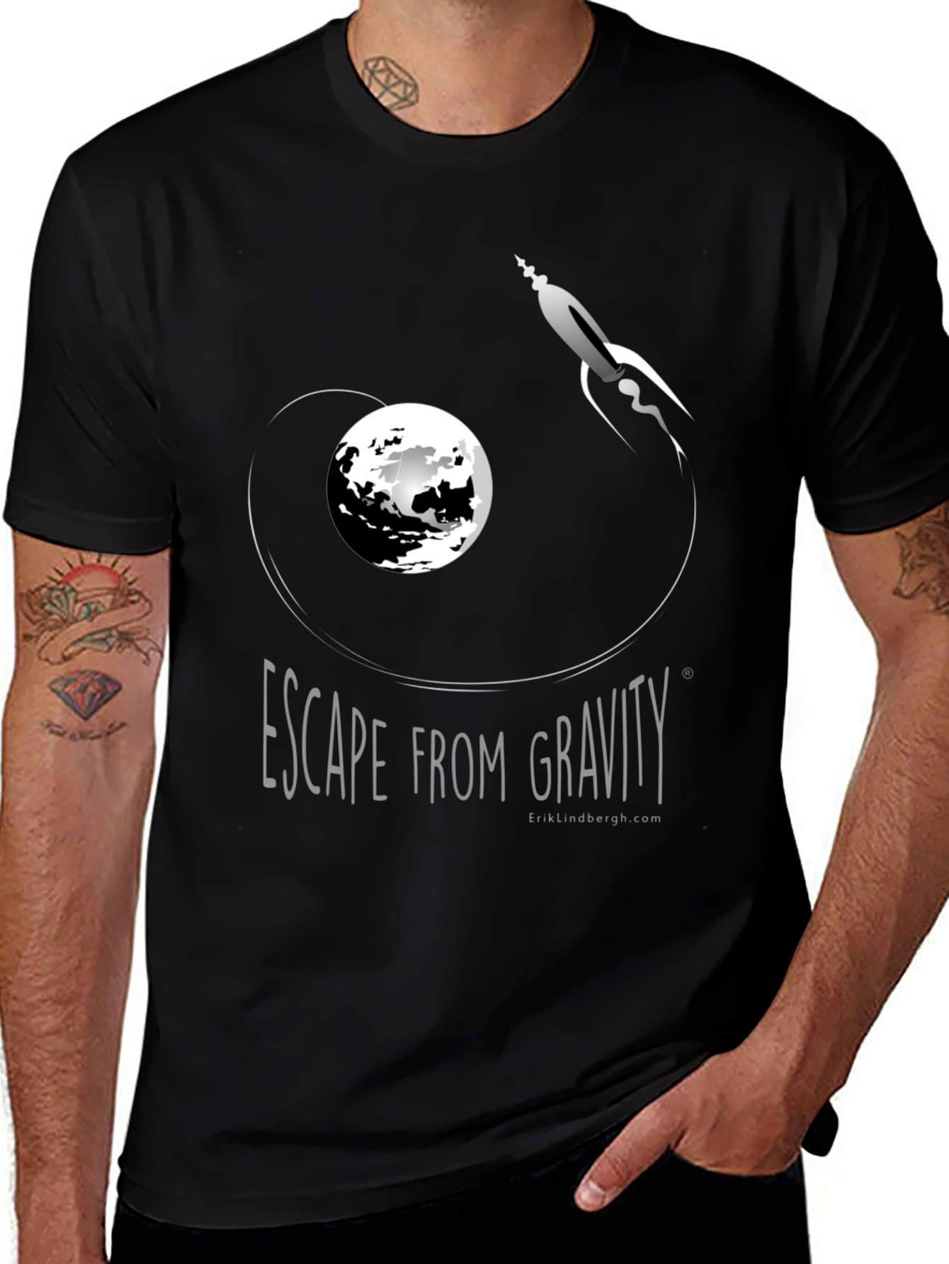 Escape From Gravity Black Graphic Tee