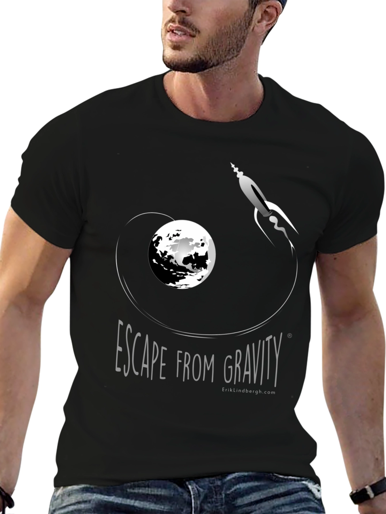 Escape From Gravity Black Graphic Tee