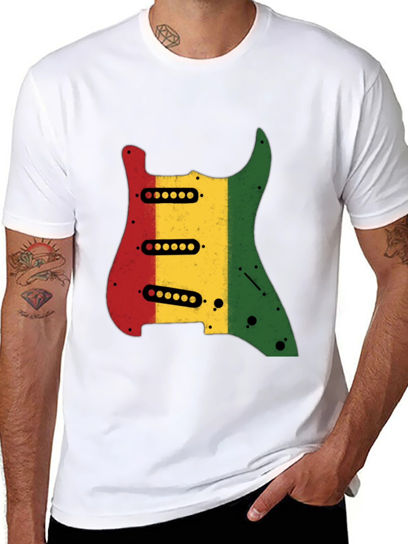 Rasta Guitar Graphic Tee - Cool Music Lover T-Shirt