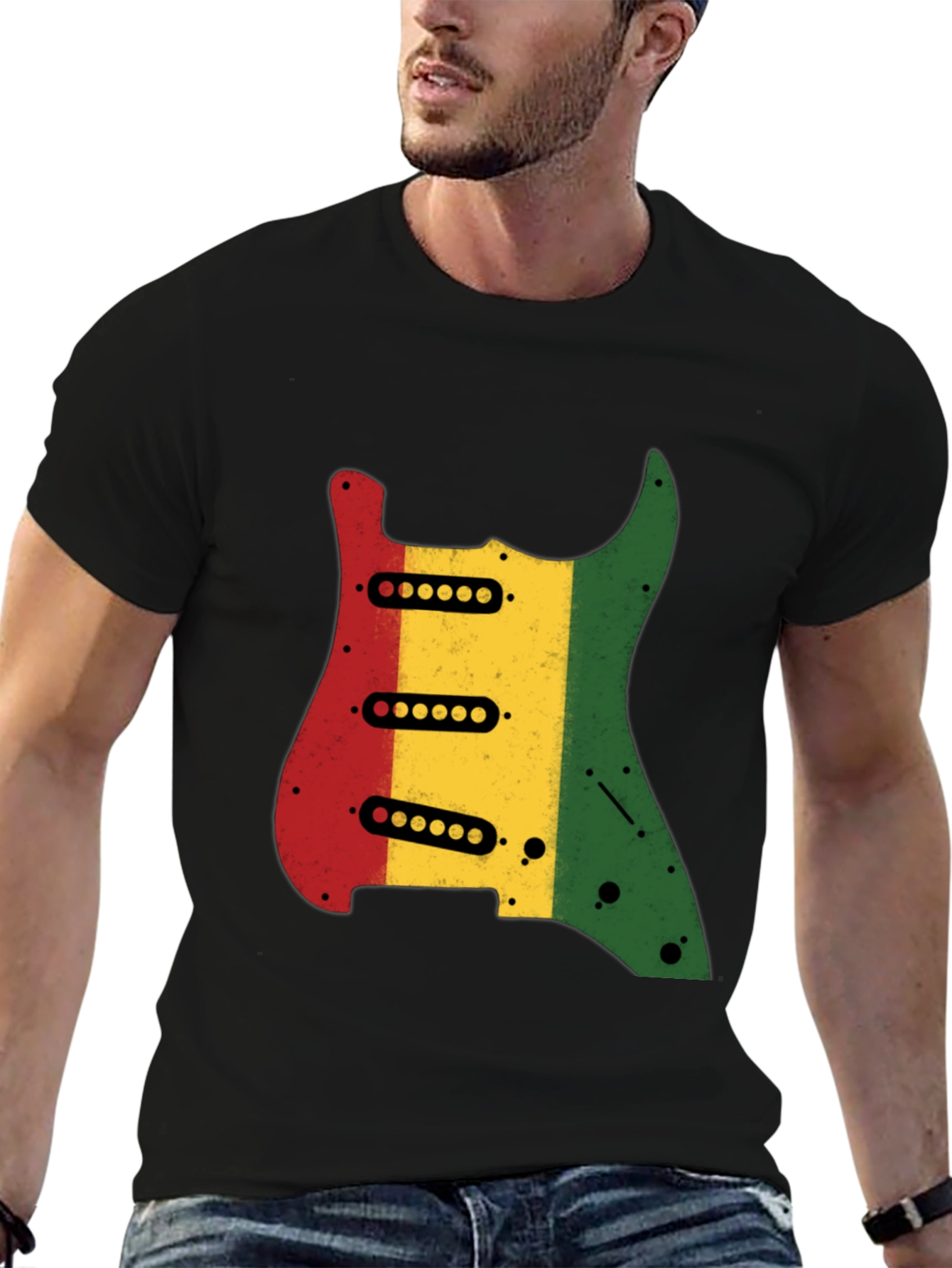 Rasta Guitar Graphic Tee - Cool Music Lover T-Shirt