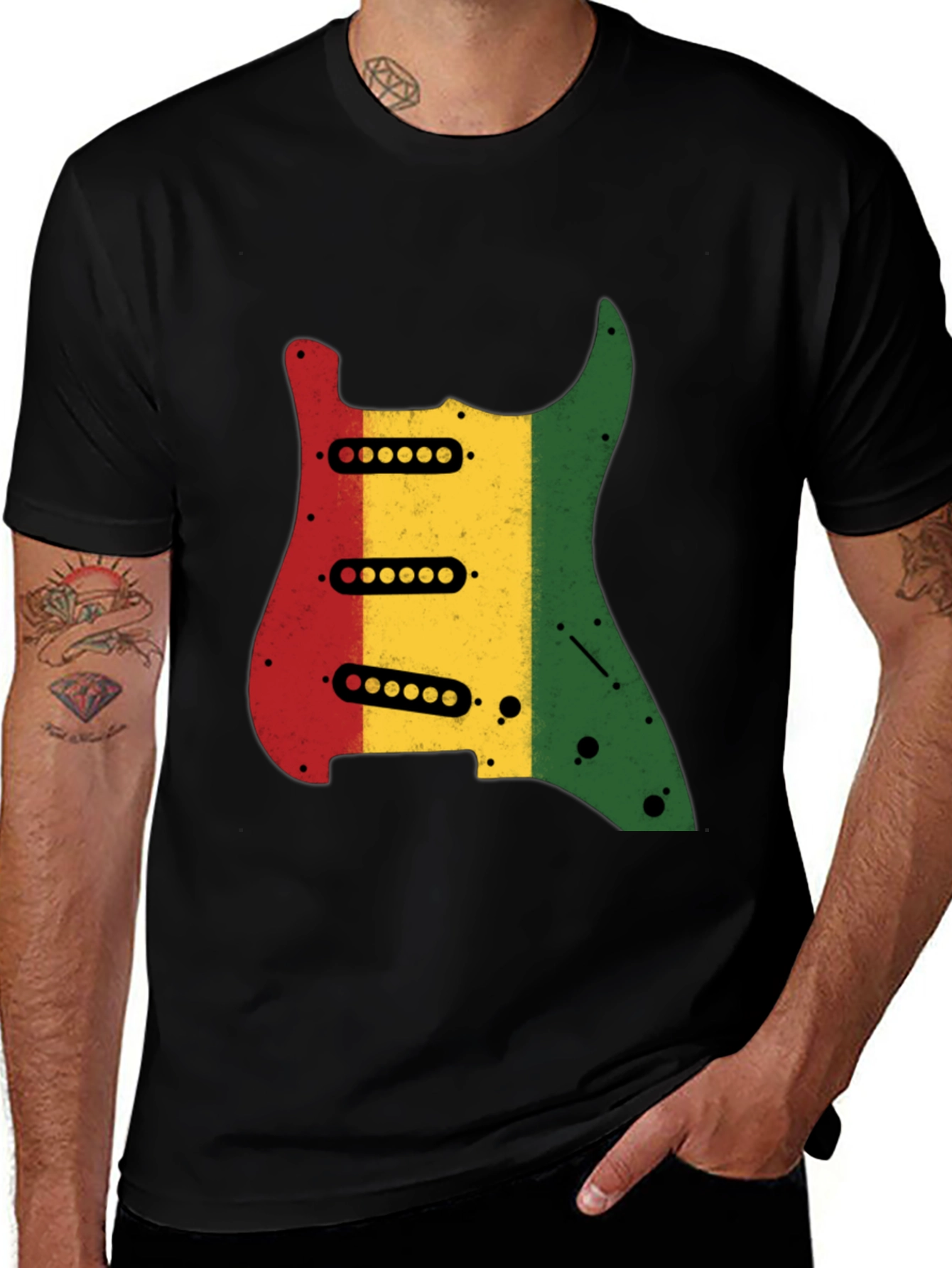 Rasta Guitar Graphic Tee - Cool Music Lover T-Shirt