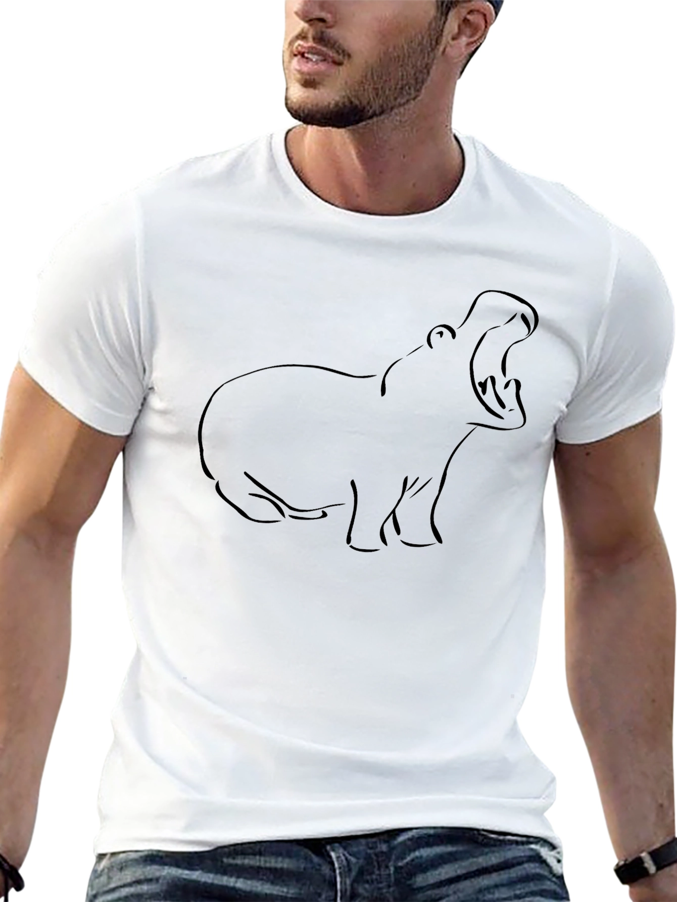 Hippo Outline Black T-Shirt