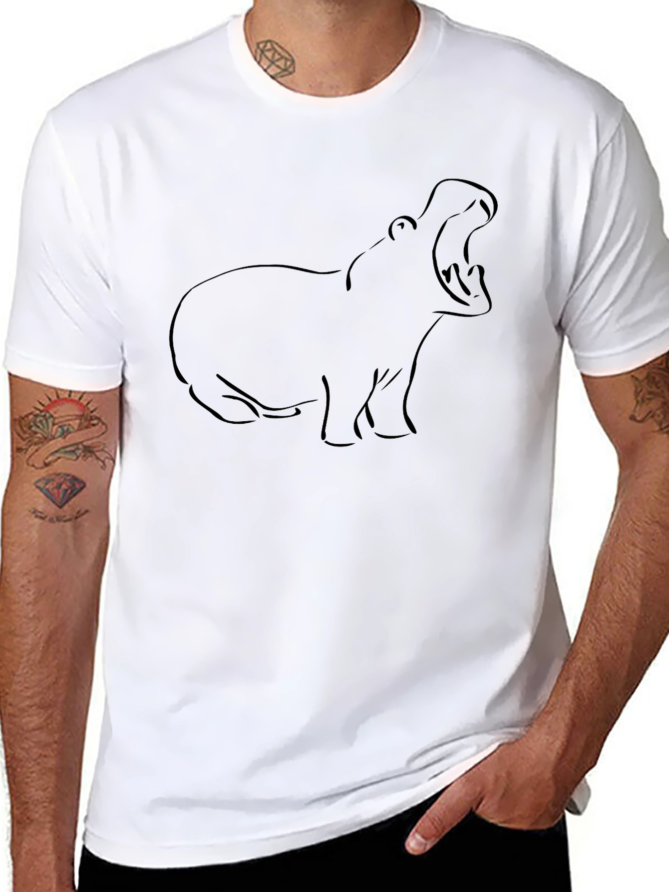 Hippo Outline Black T-Shirt