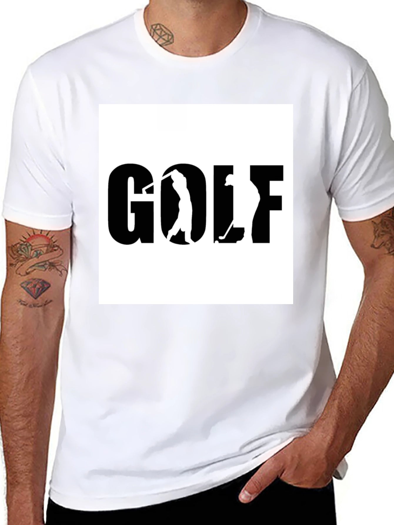 Golf Graphic Tee - Black Cotton T-Shirt