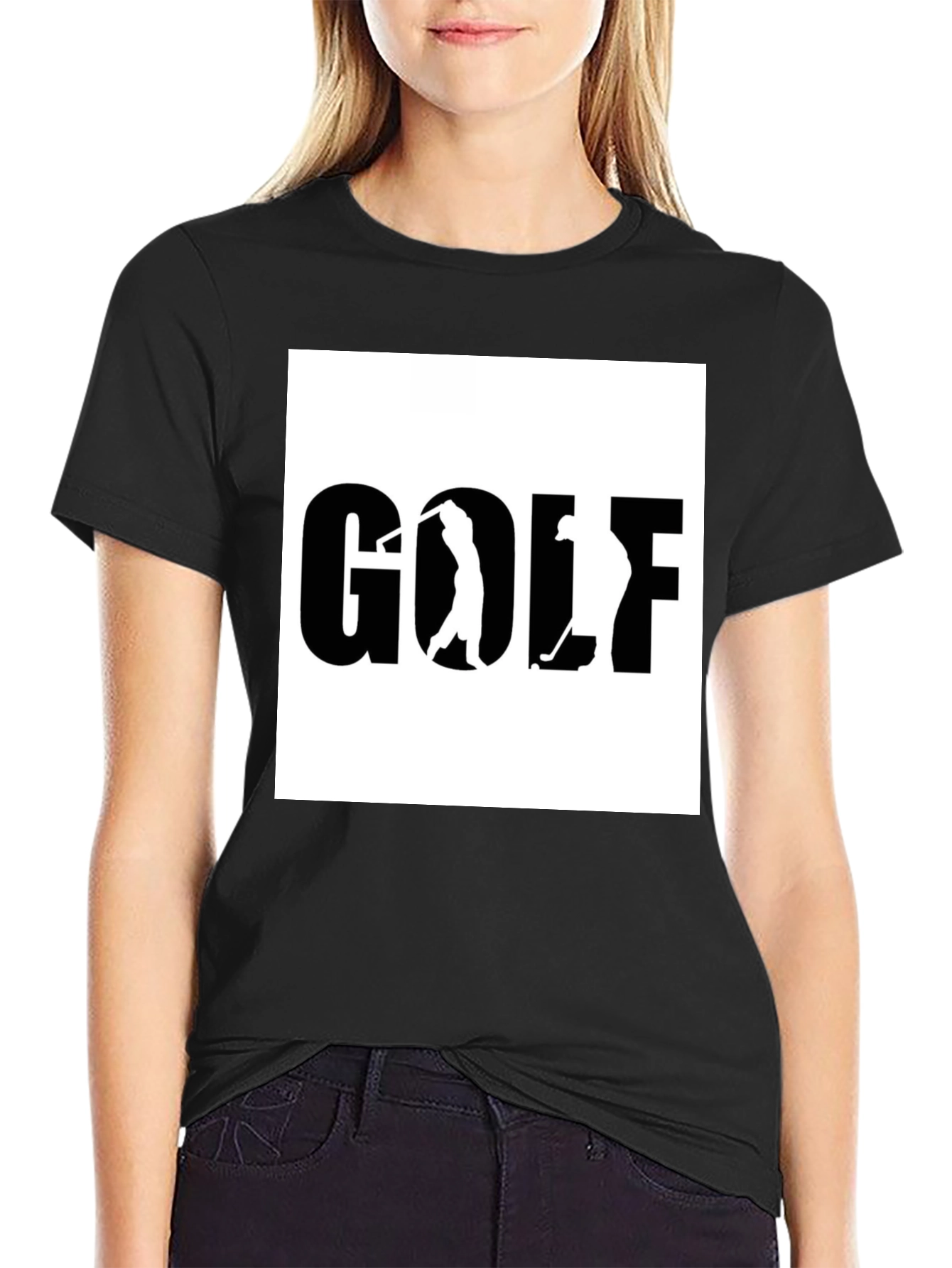 Golf Graphic Tee - Black Cotton T-Shirt