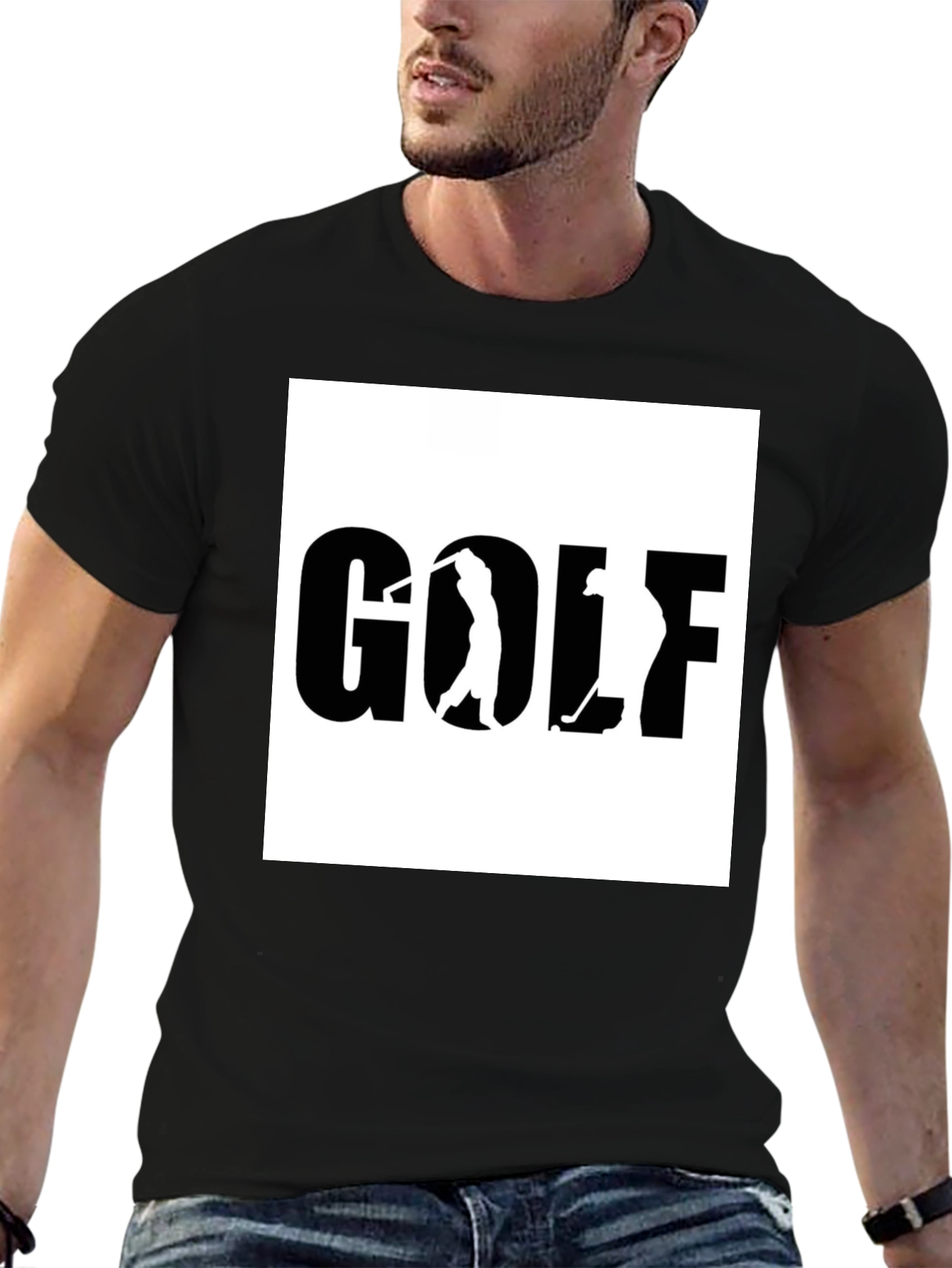 Golf Graphic Tee - Black Cotton T-Shirt