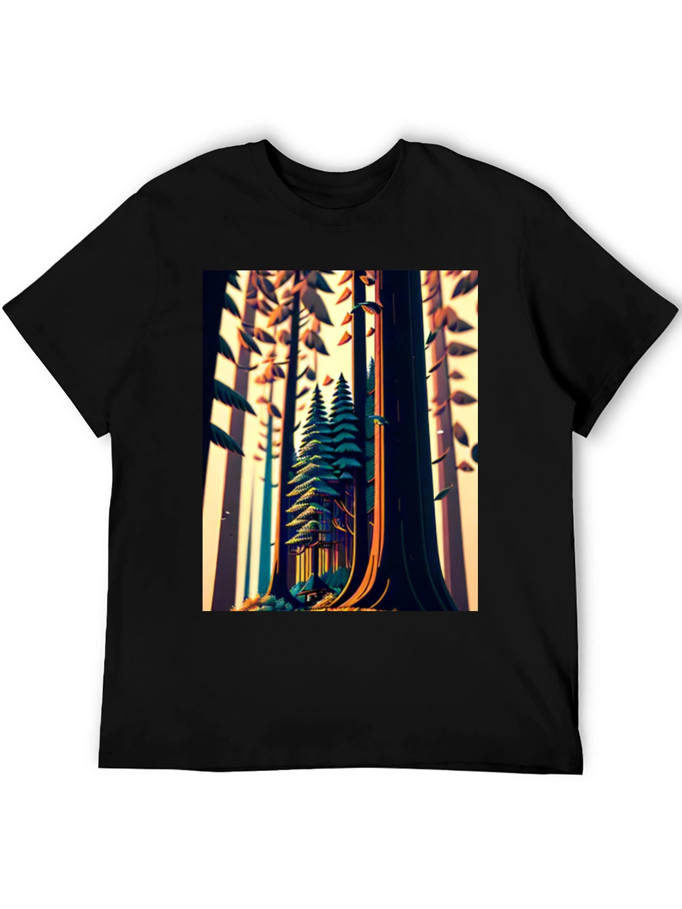 Forest Graphic Tee - Nature Lovers Black T-Shirt