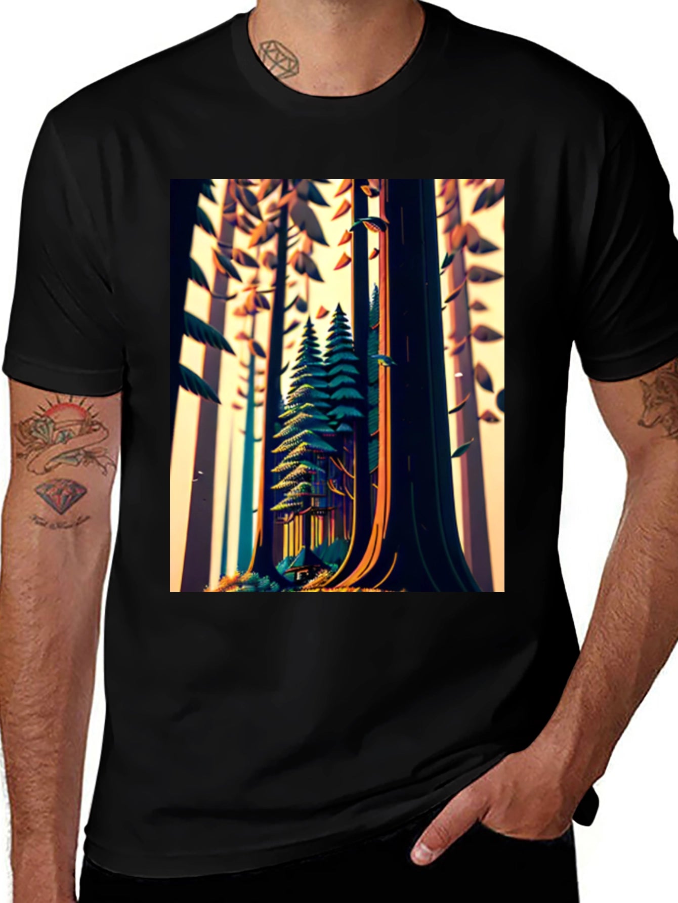 Forest Graphic Tee - Nature Lovers Black T-Shirt