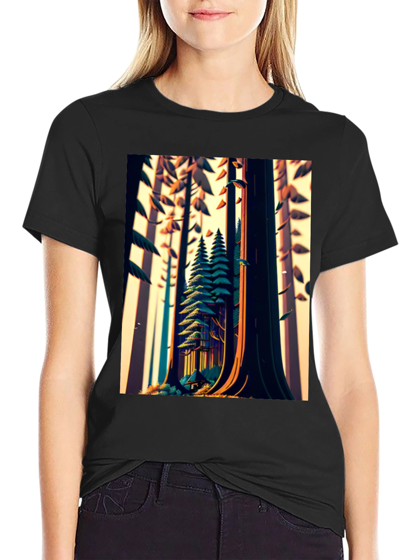 Forest Graphic Tee - Nature Lovers Black T-Shirt