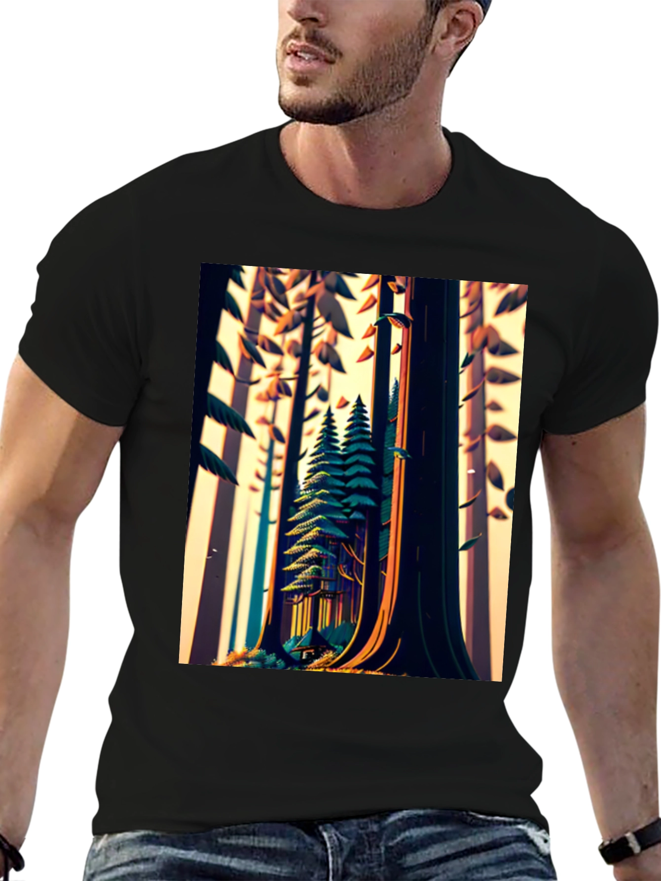 Forest Graphic Tee - Nature Lovers Black T-Shirt