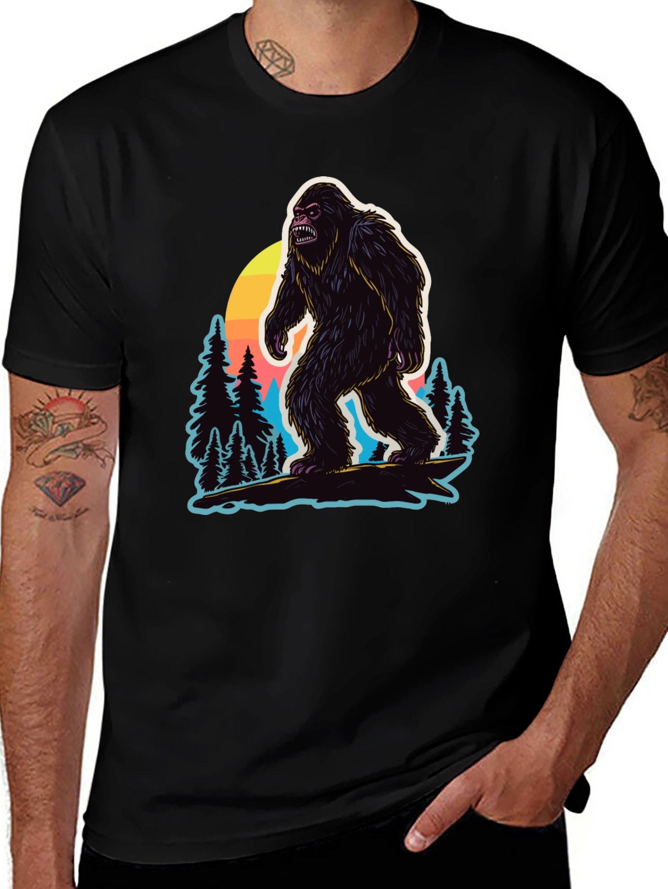 Bigfoot Sunset Graphic T-Shirt