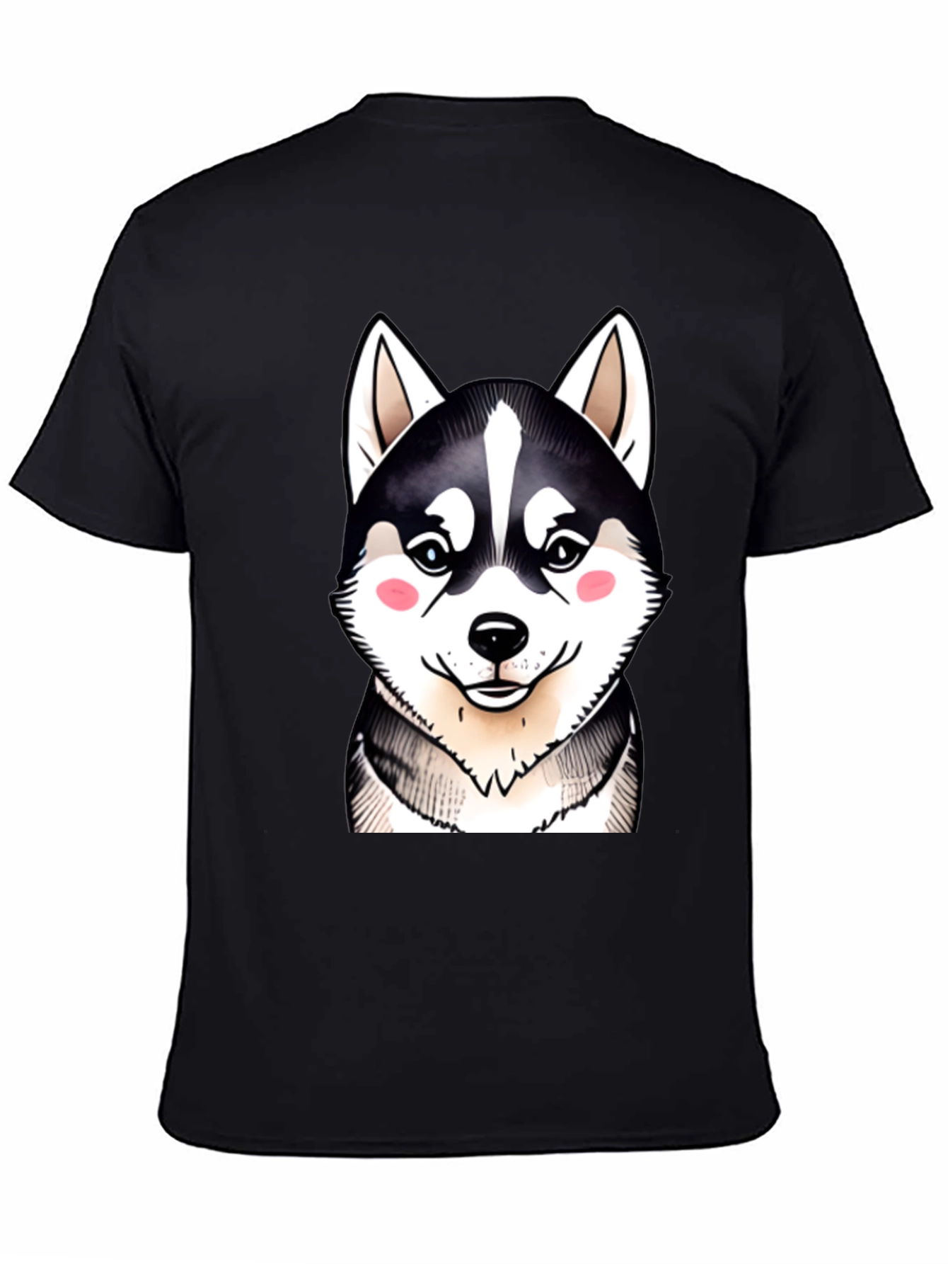 Cute Husky Dog Graphic Black T-Shirt