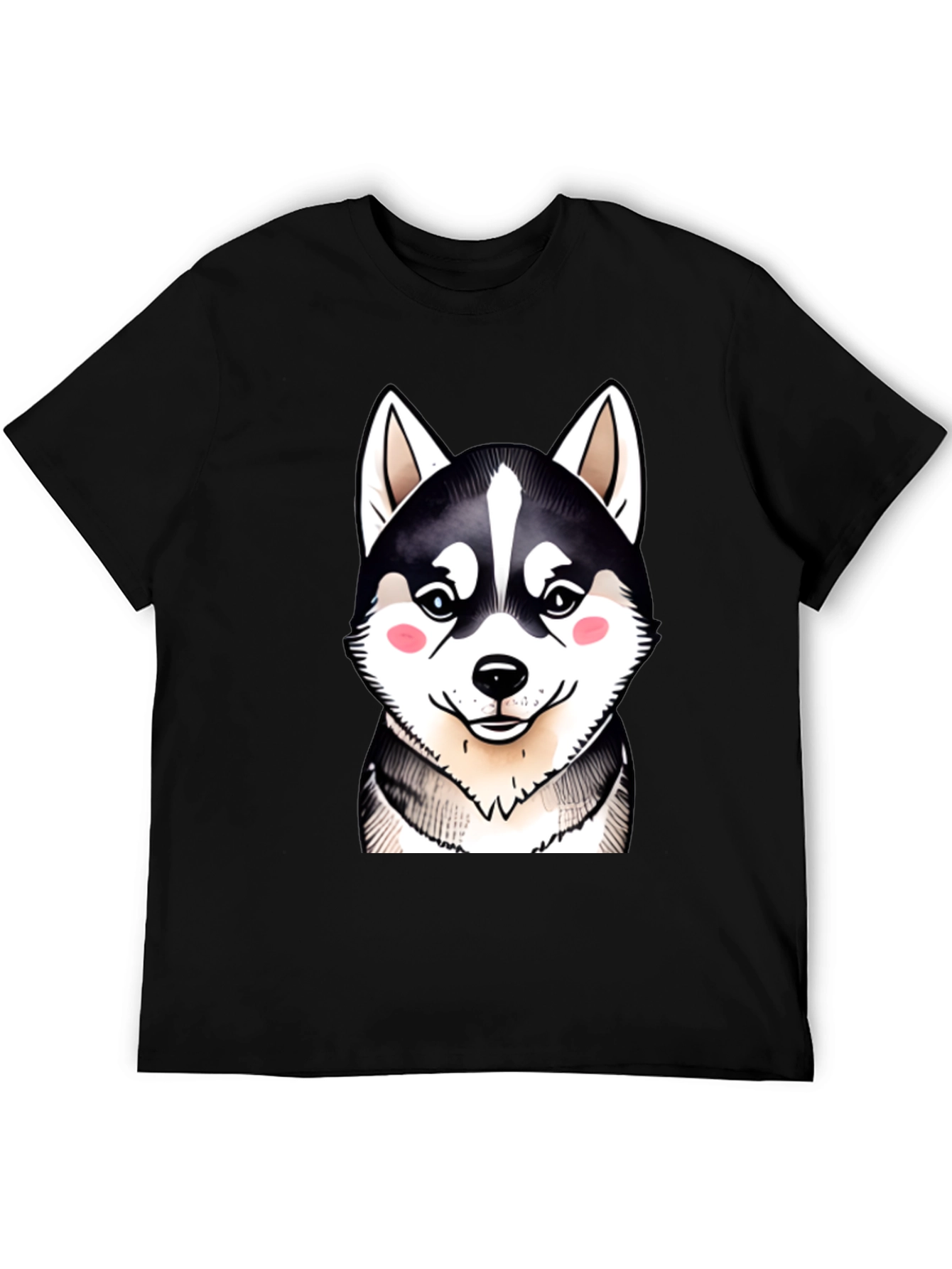 Cute Husky Dog Graphic Black T-Shirt