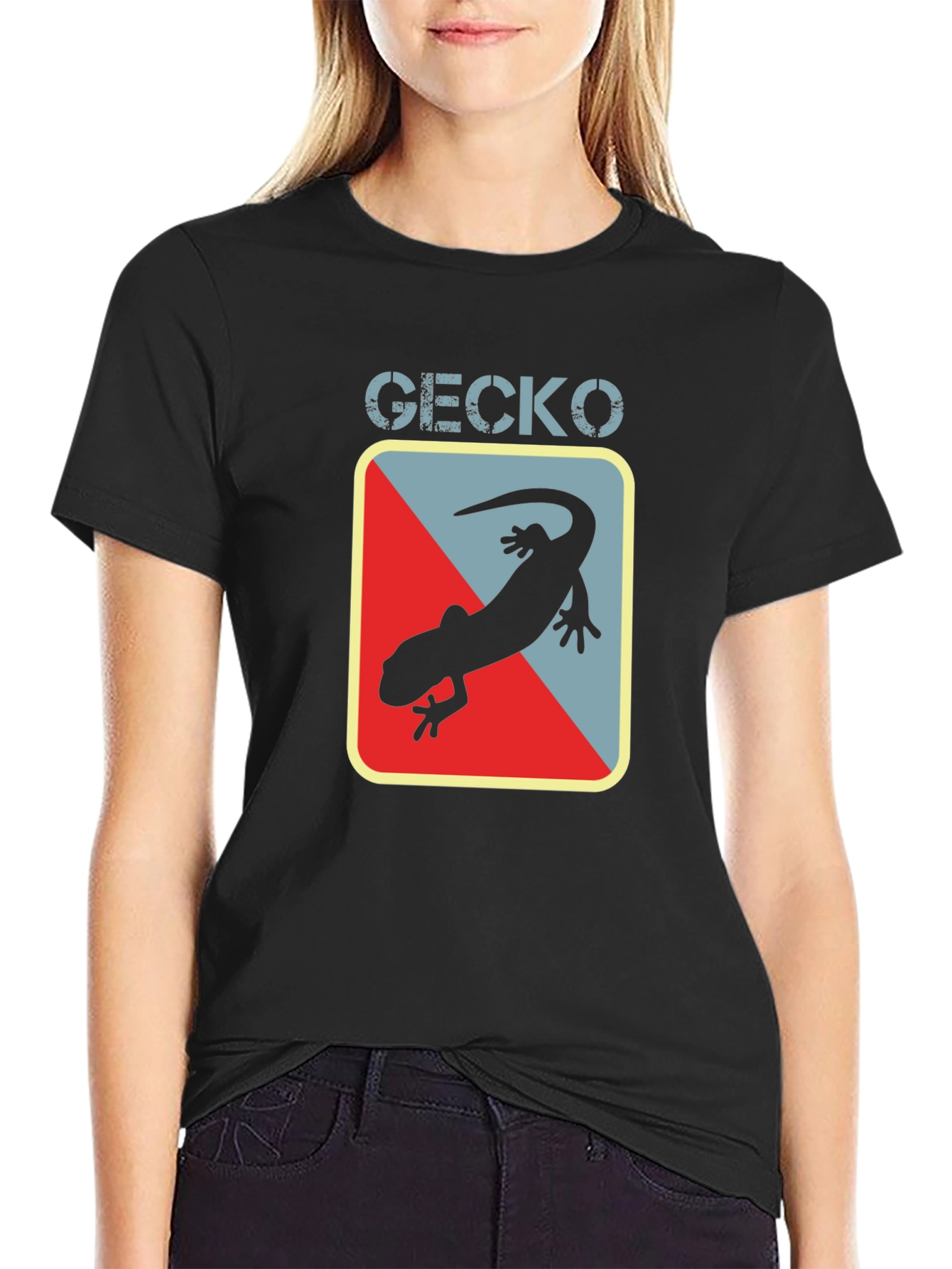 Gecko Graphic Tee - Black Cotton T-Shirt