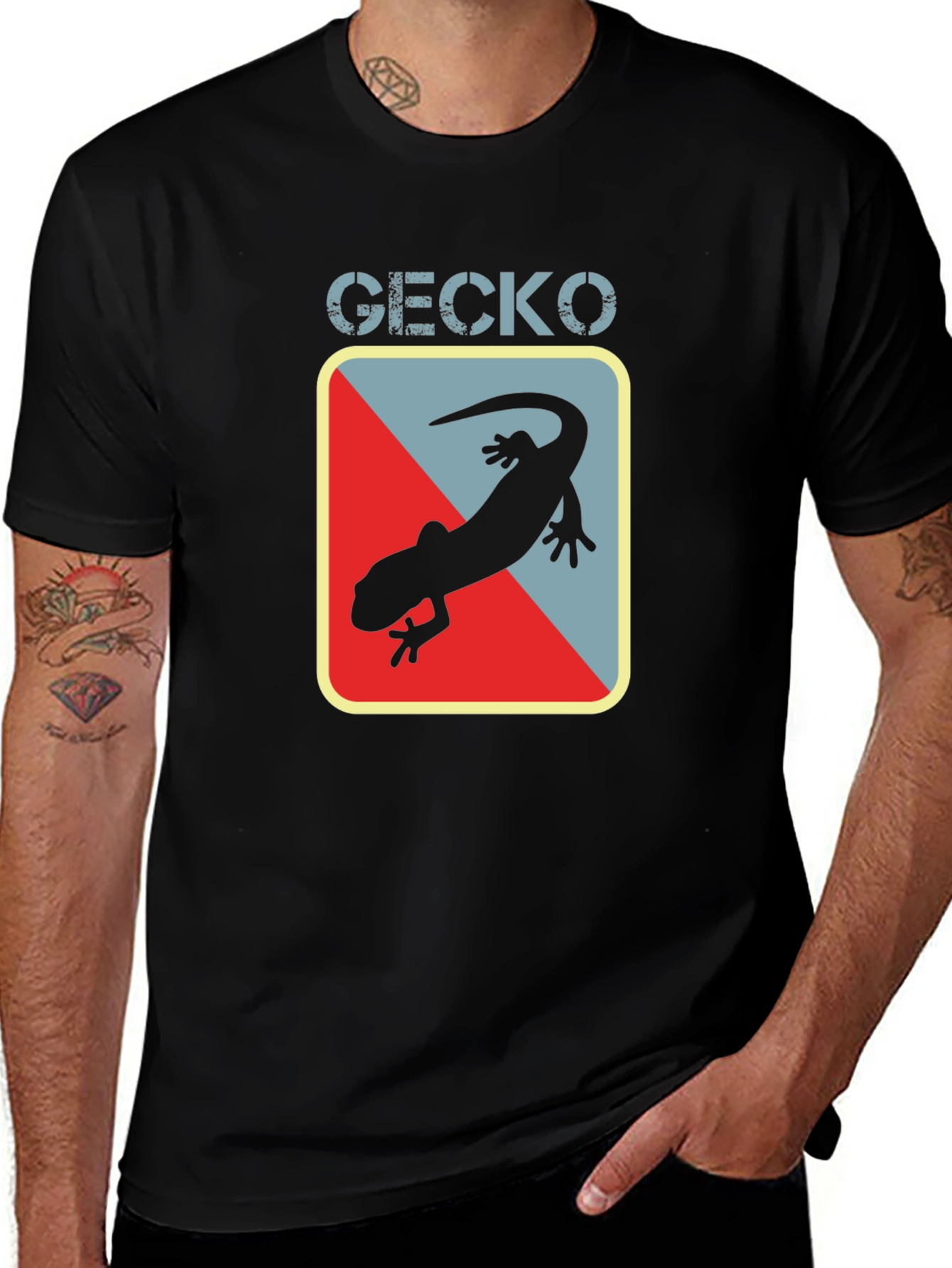 Gecko Graphic Tee - Black Cotton T-Shirt