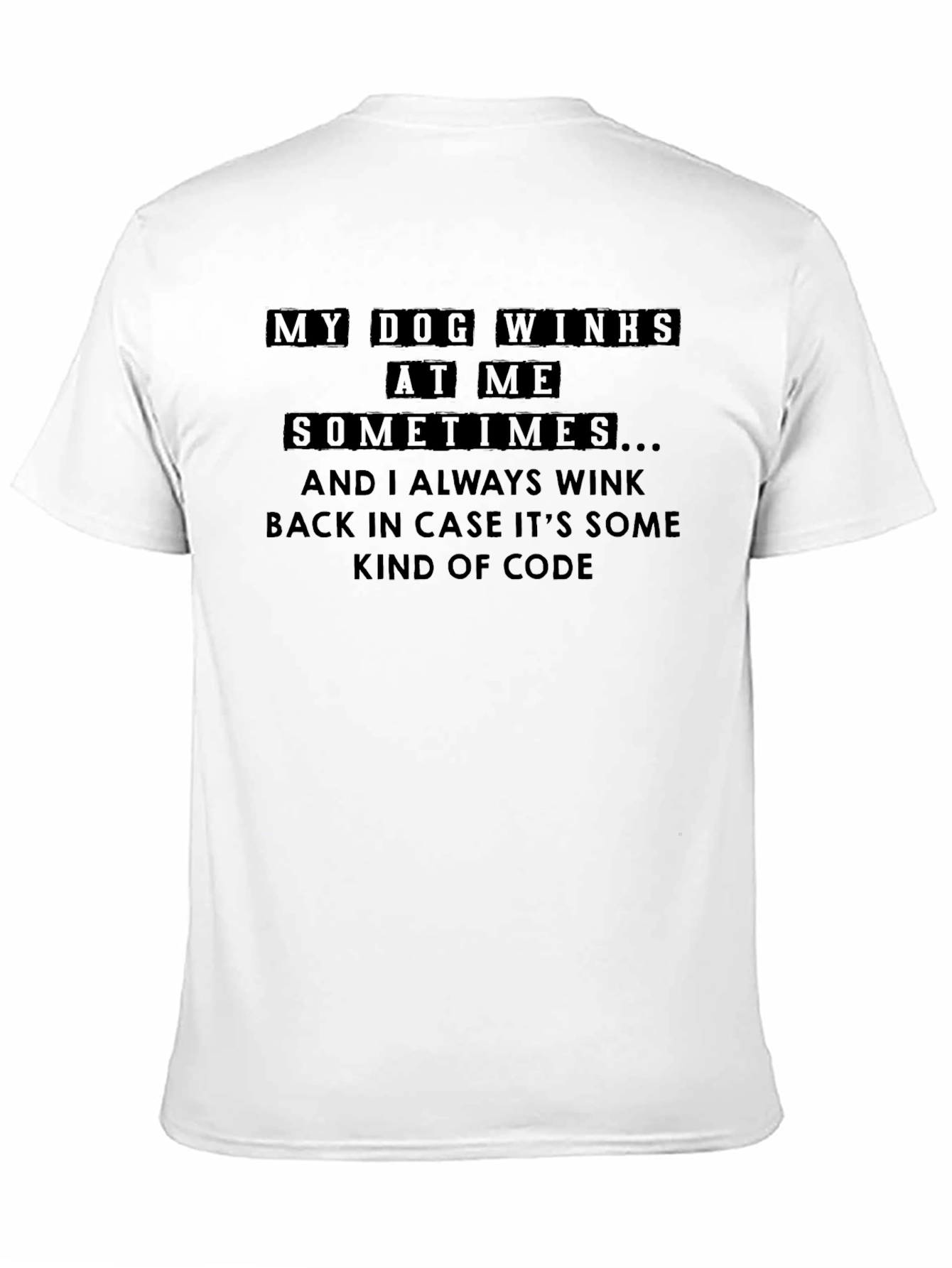 Dog Wink Code Mens T-Shirt - Funny Casual Tee