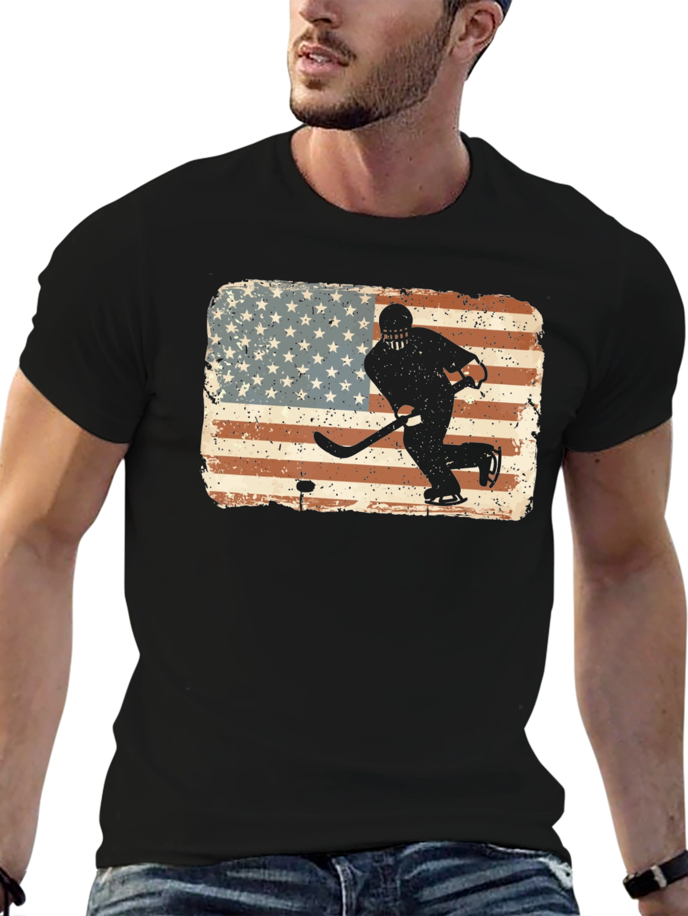 Hockey USA Flag Graphic T-Shirt