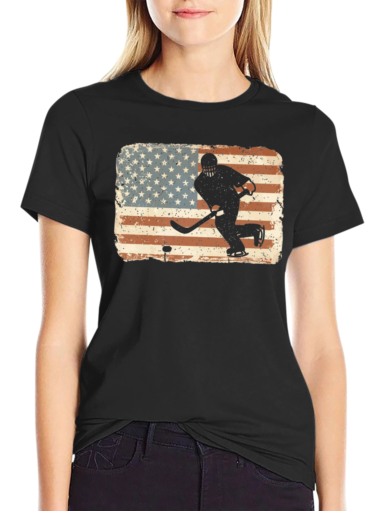 Hockey USA Flag Graphic T-Shirt