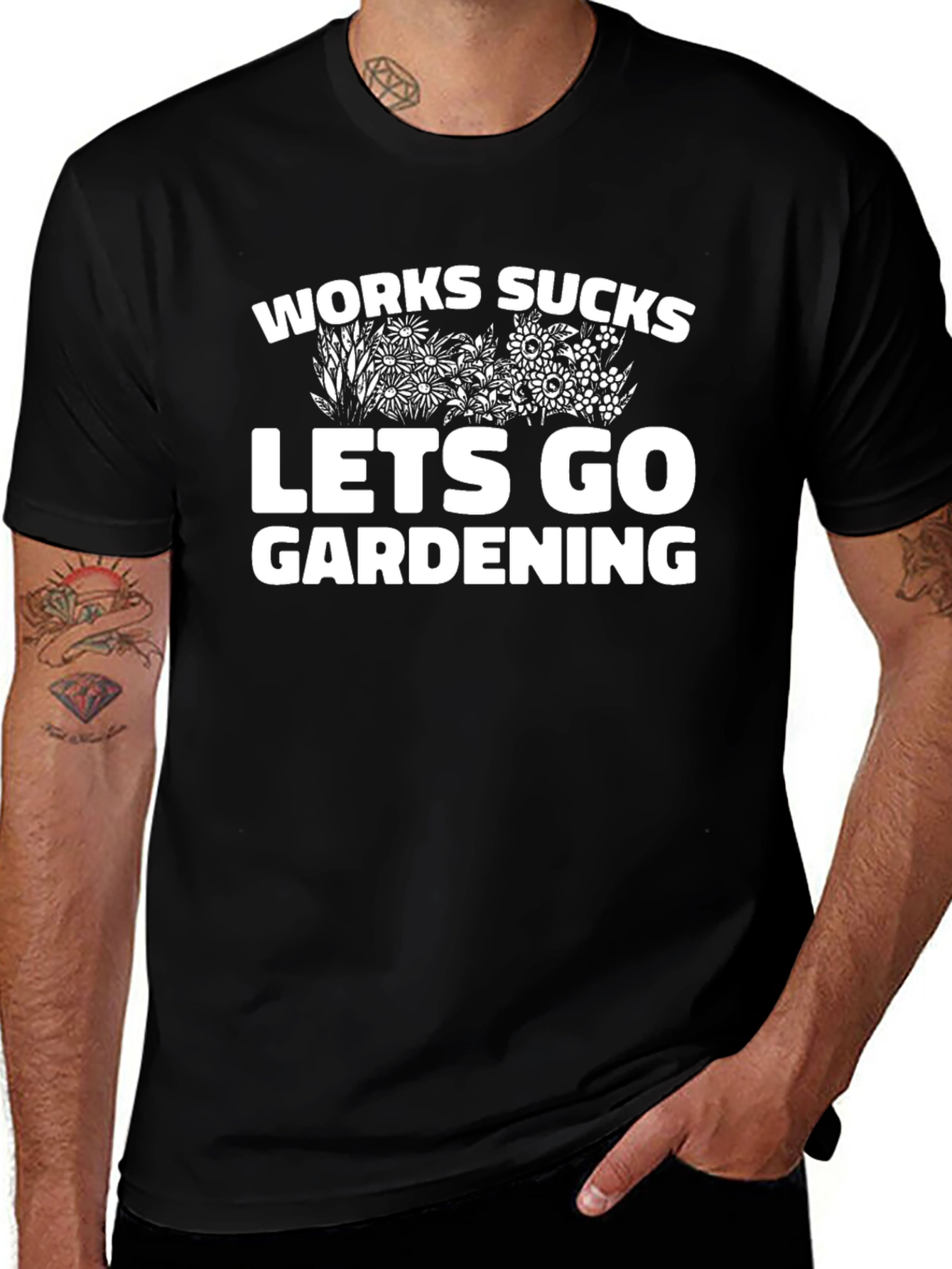 Work Sucks Lets Go Gardening Graphic T-Shirt