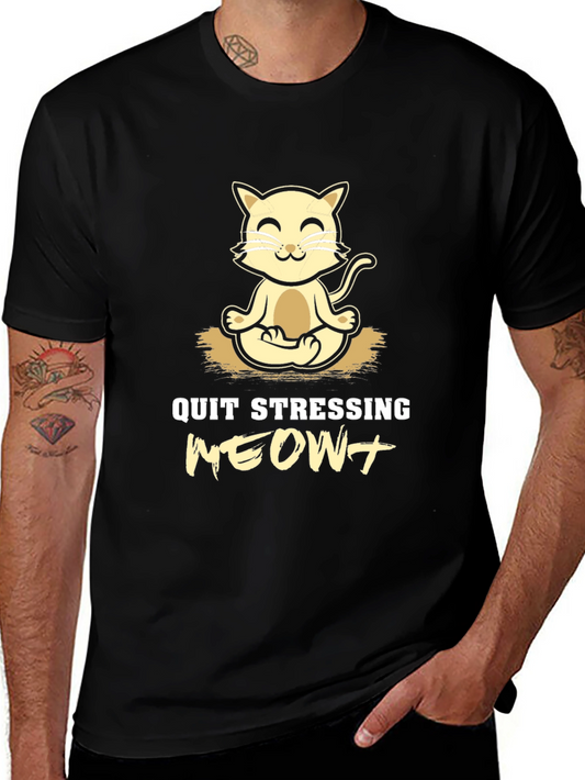 Relaxing Cat Yoga T-Shirt - Quit Stressing Meowt