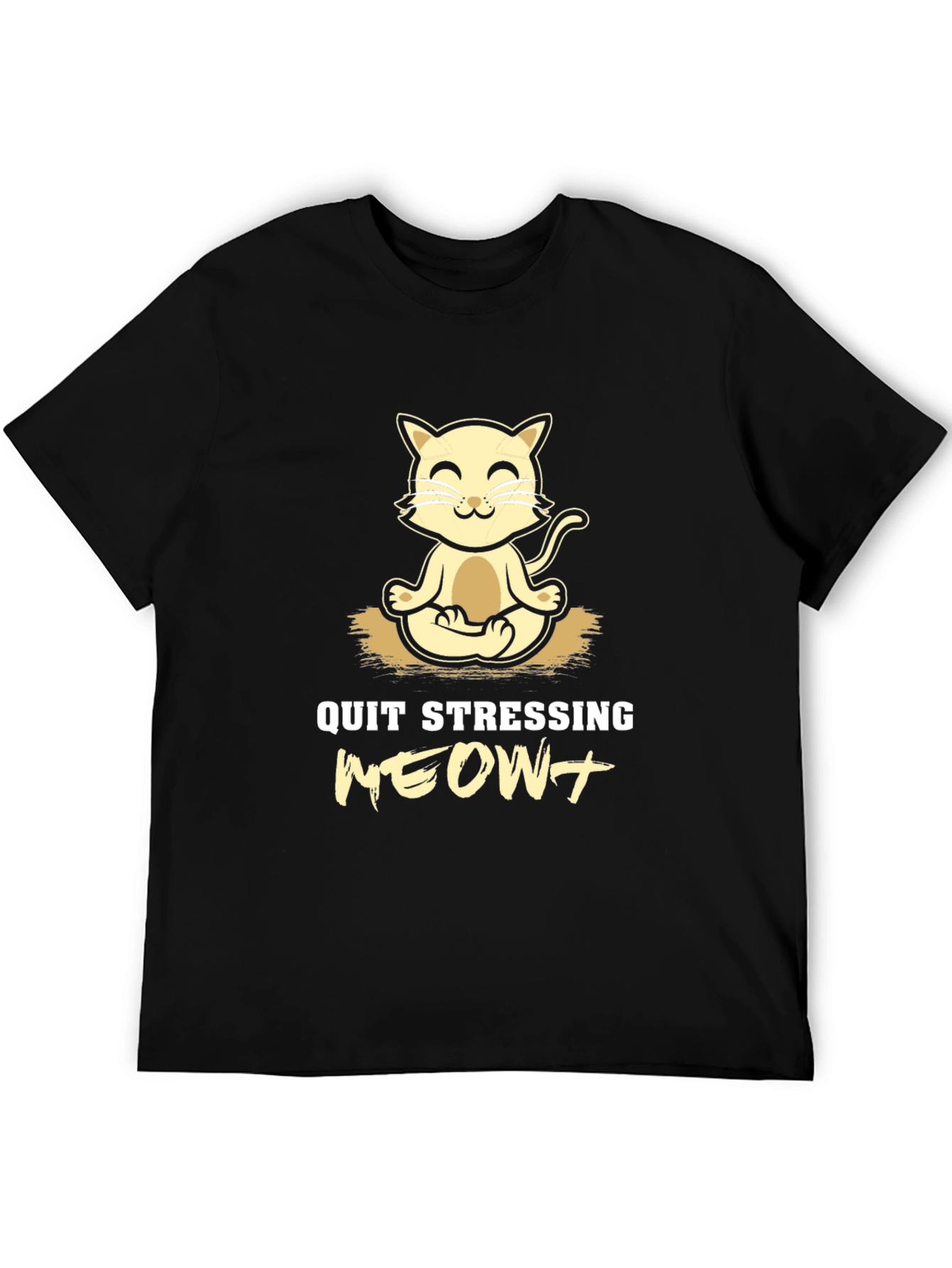 Relaxing Cat Yoga T-Shirt - Quit Stressing Meowt