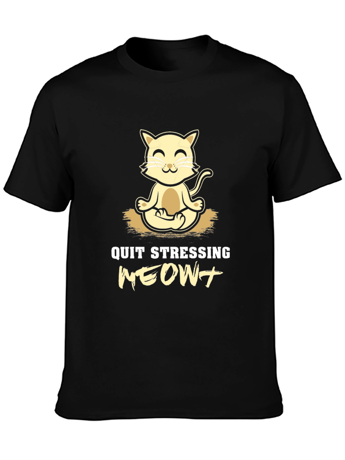 Relaxing Cat Yoga T-Shirt - Quit Stressing Meowt