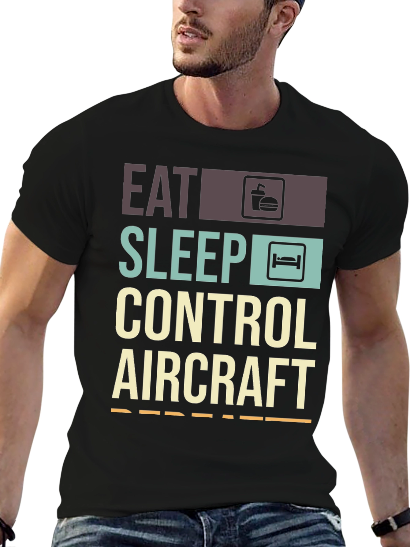Eat Sleep Control Aircraft Repeat T-Shirt