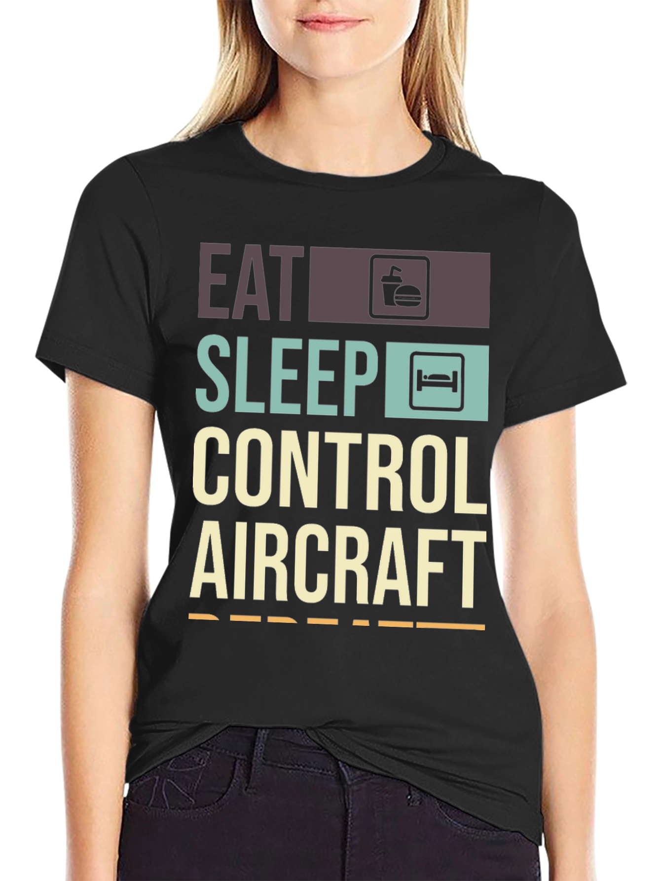 Eat Sleep Control Aircraft Repeat T-Shirt