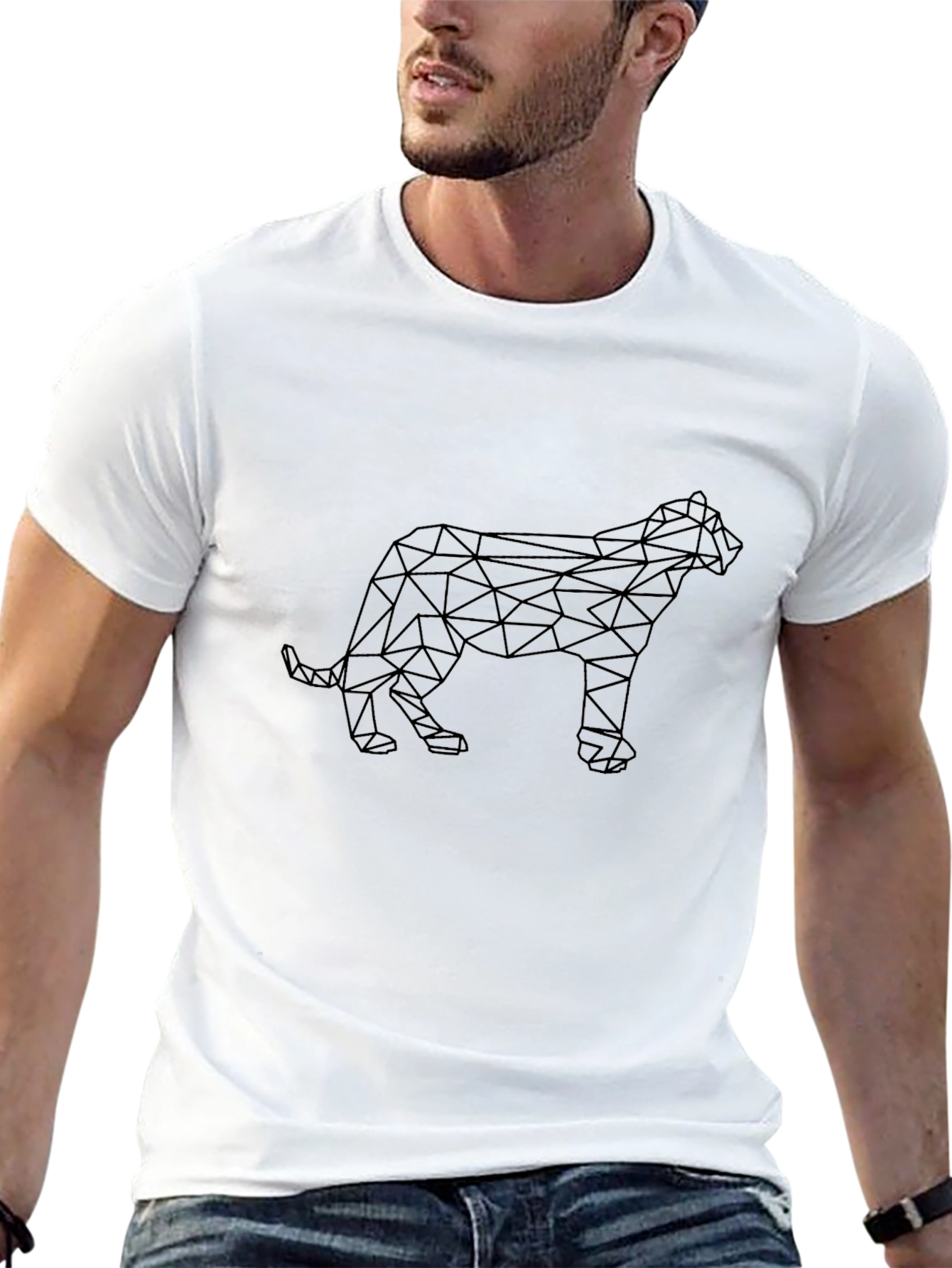 Geometric Jaguar Graphic Tee - Black