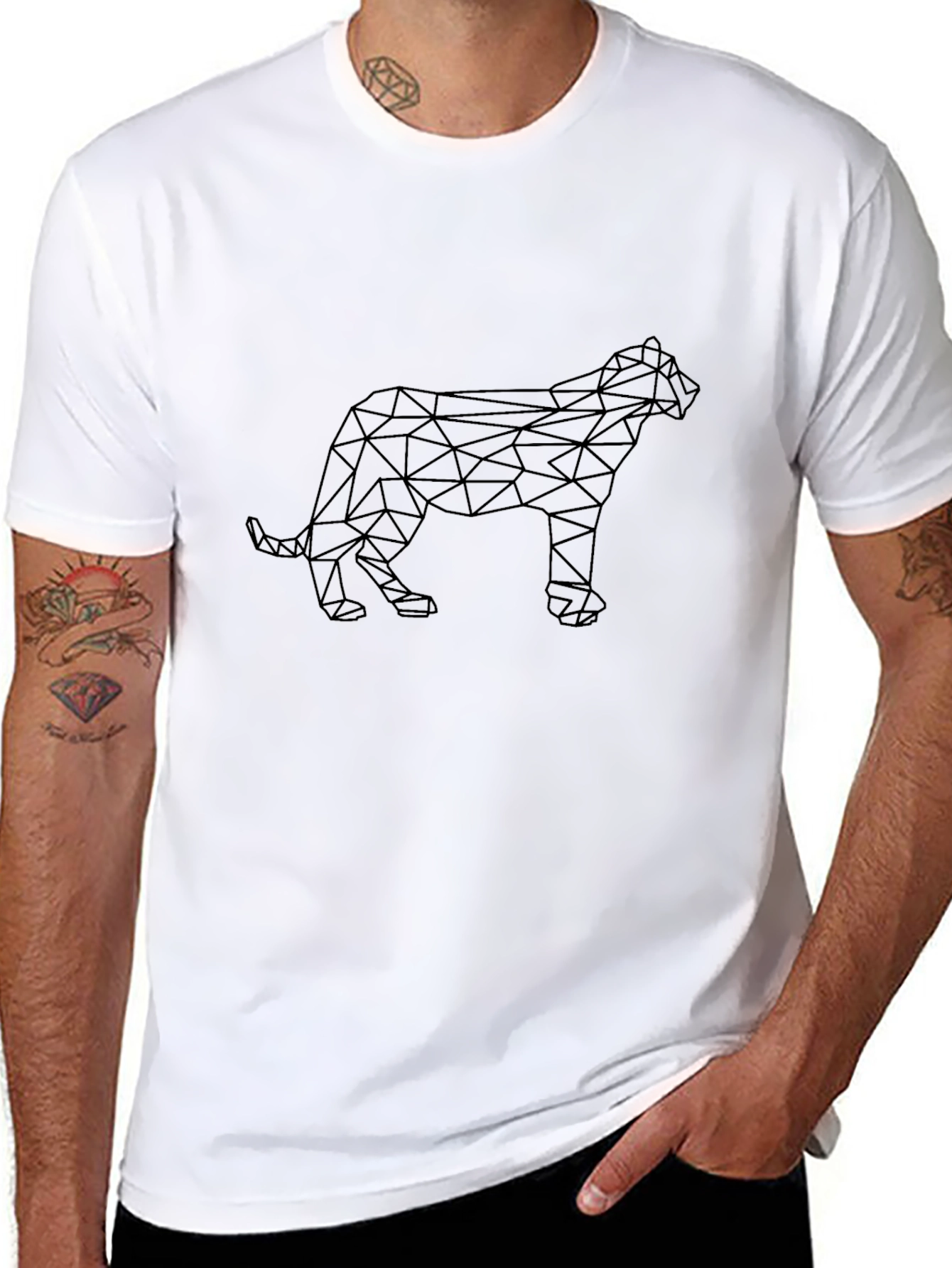 Geometric Jaguar Graphic Tee - Black