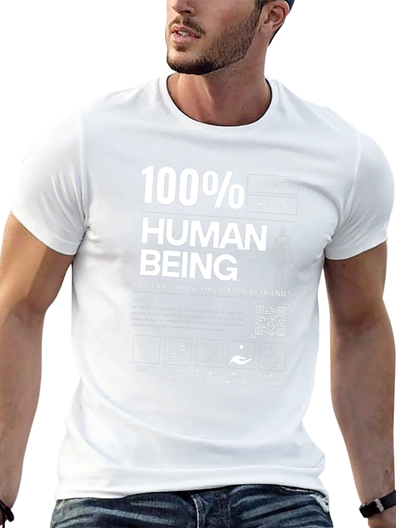 100% Human Funny T-Shirt Friend Material
