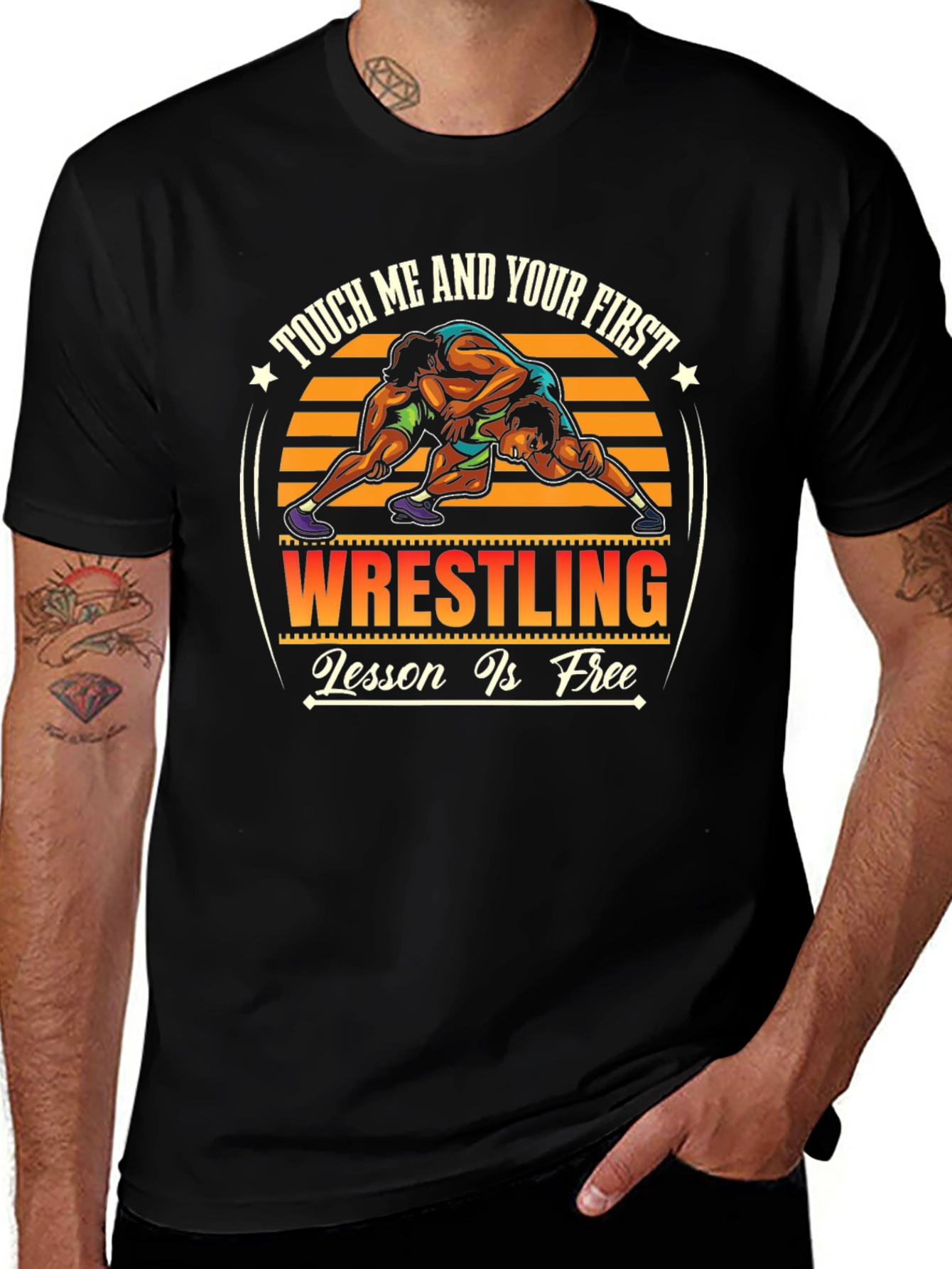 Wrestling First Lesson Free Graphic T-Shirt