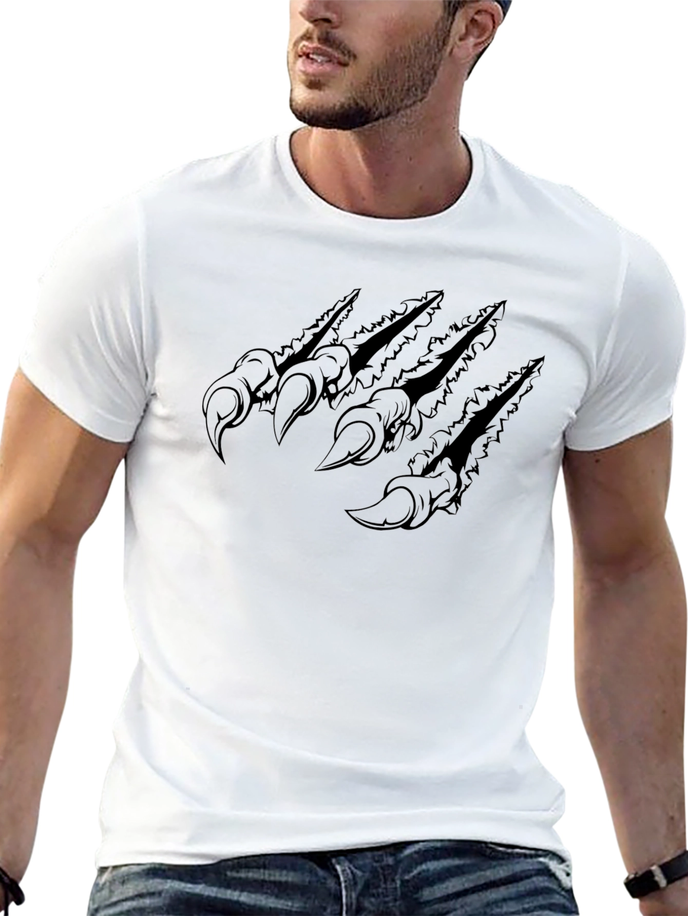 Claw Mark Graphic Tee - Black Cotton T-Shirt